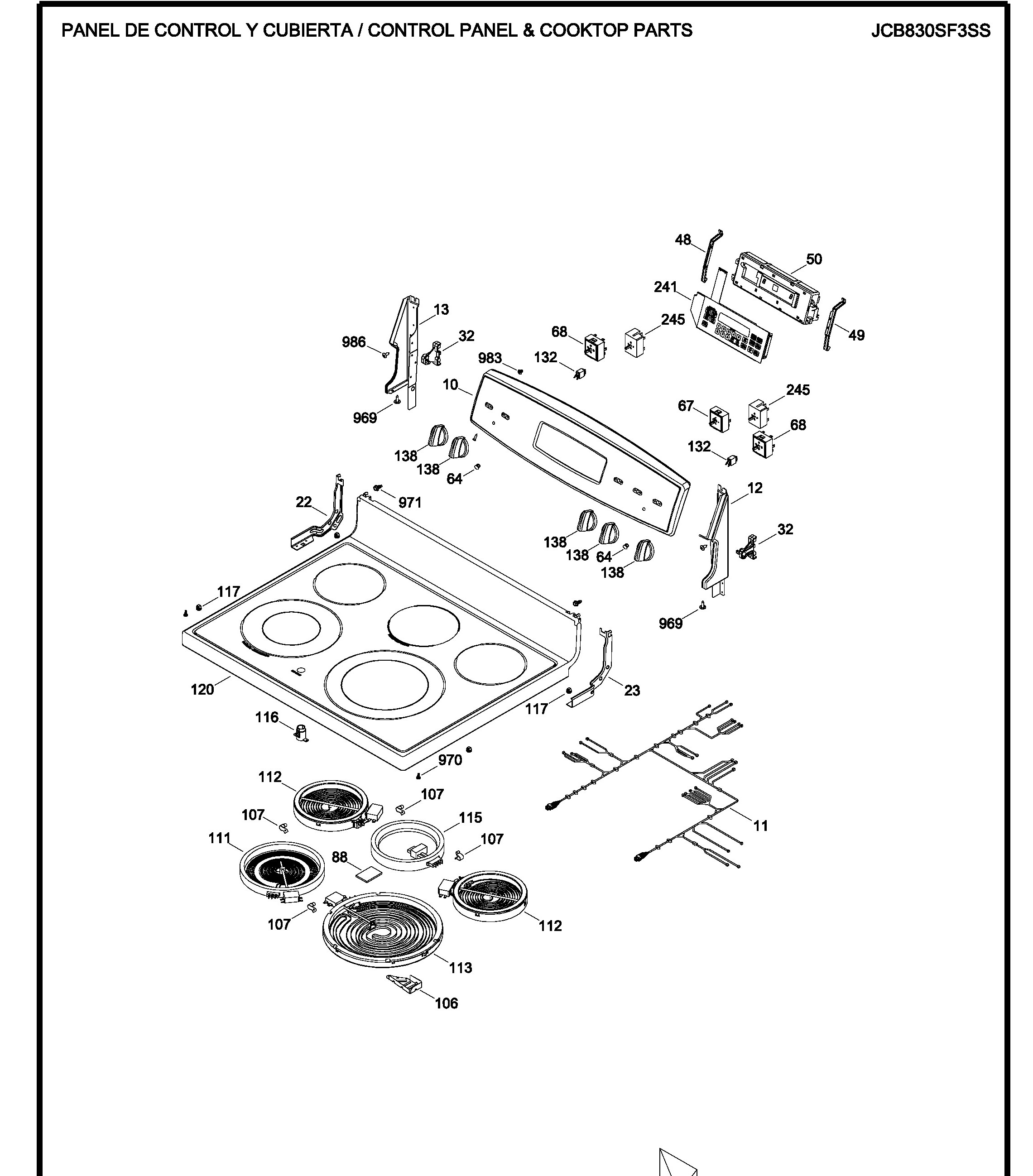 JCB830SF3SS Exploded View 1 appliance exploded-view parts diagram