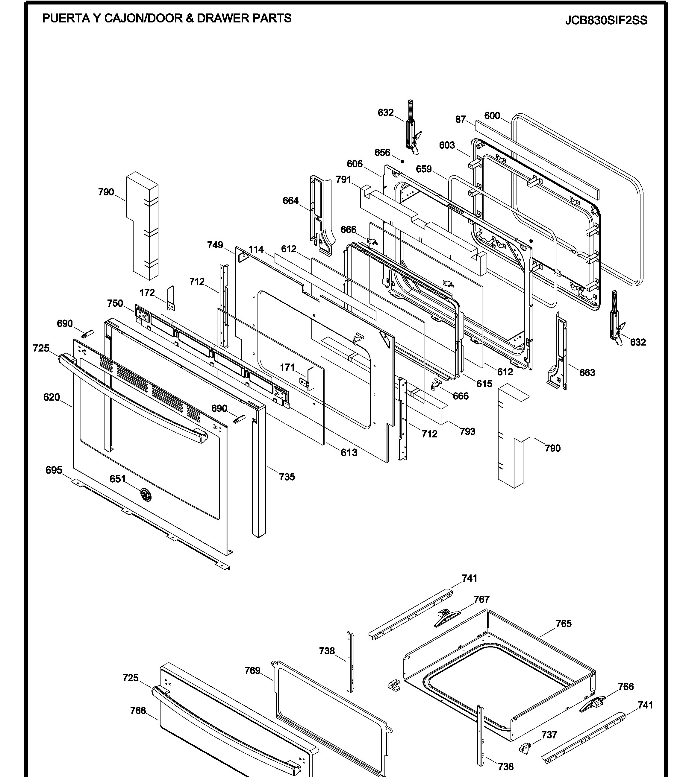JCB830SIF2SS Exploded View 3 appliance exploded-view parts diagram