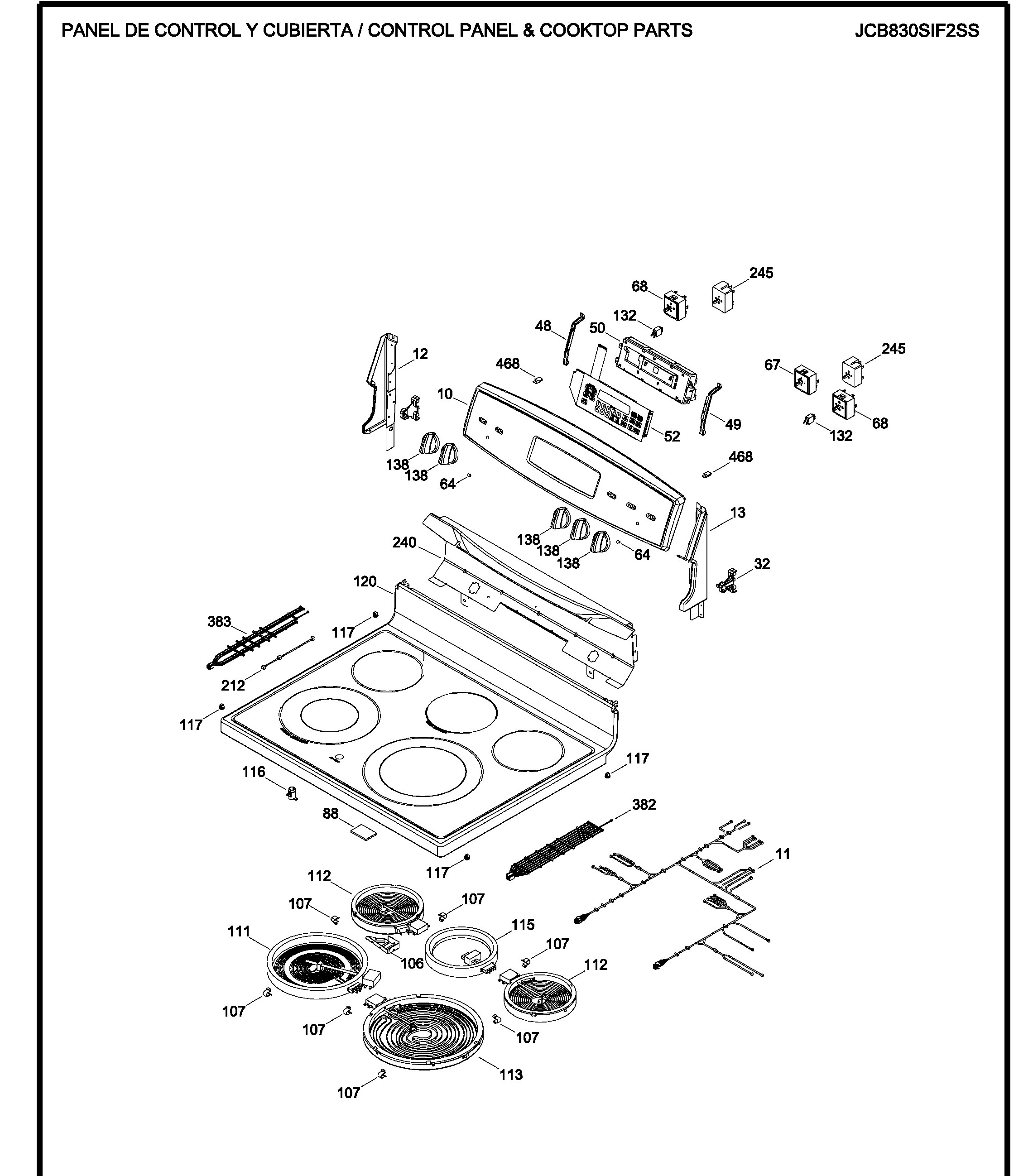 JCB830SIF2SS Exploded View 1 appliance exploded-view parts diagram