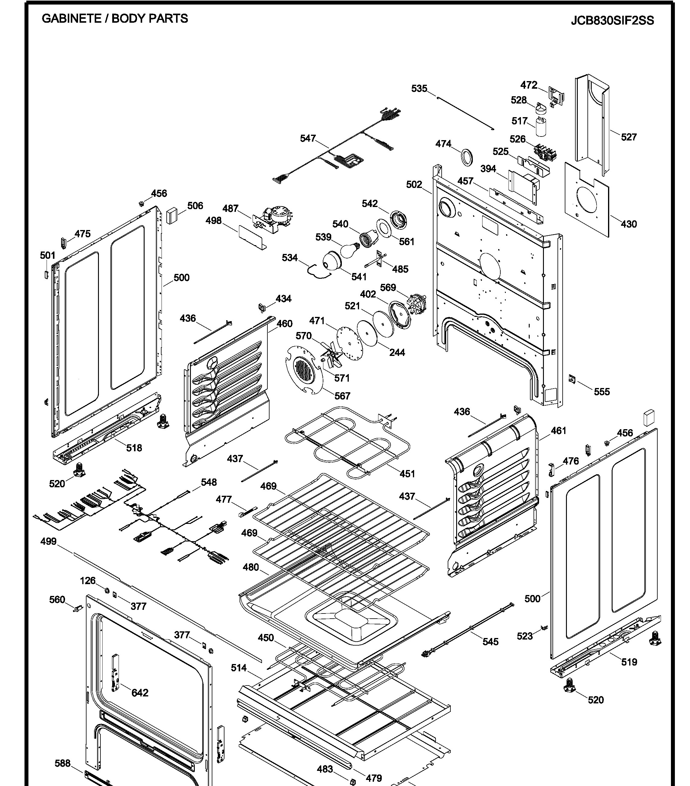 JCB830SIF2SS Exploded View 2 appliance exploded-view parts diagram