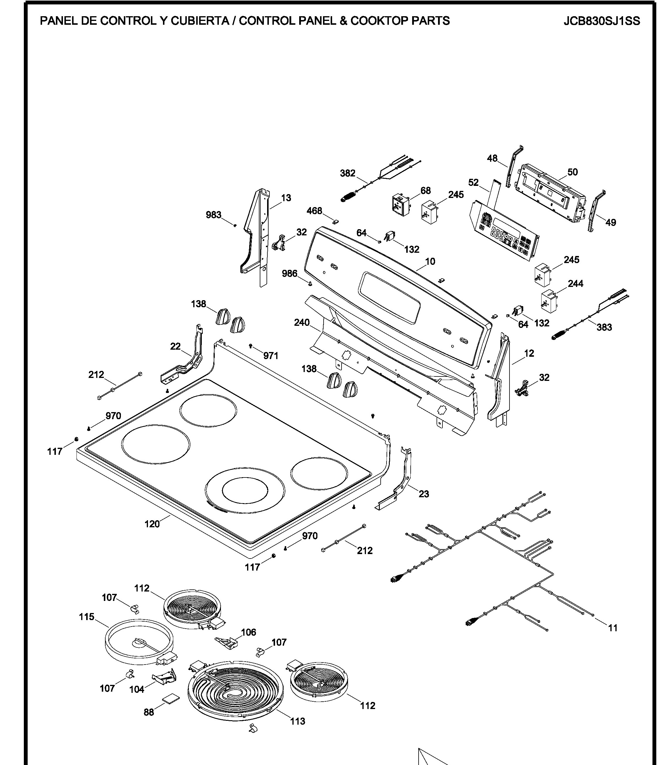 JCB830SJ1SS Exploded View 1 appliance exploded-view parts diagram
