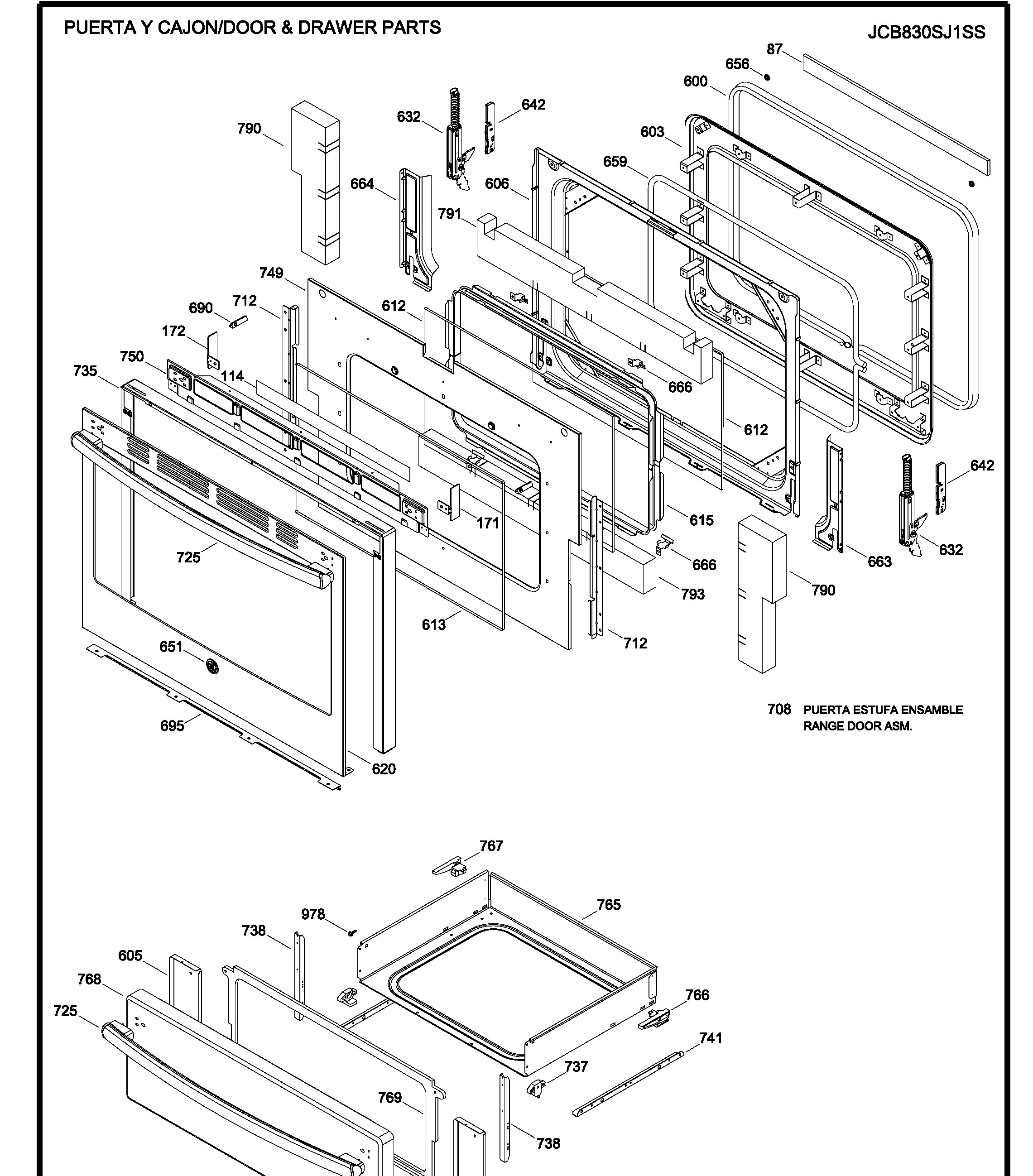 JCB830SJ1SS Exploded View 3 appliance exploded-view parts diagram