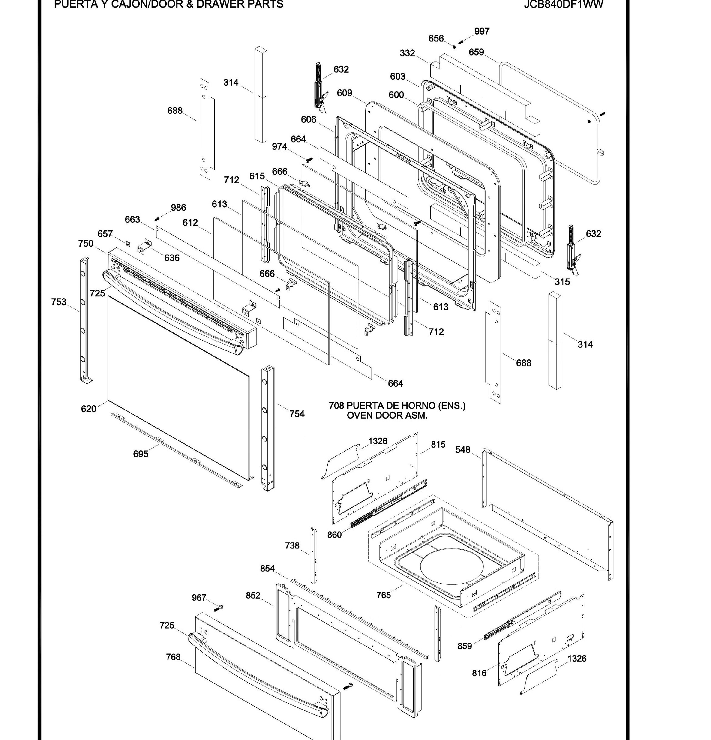 JCB840DF1WW Exploded View 3 appliance exploded-view parts diagram