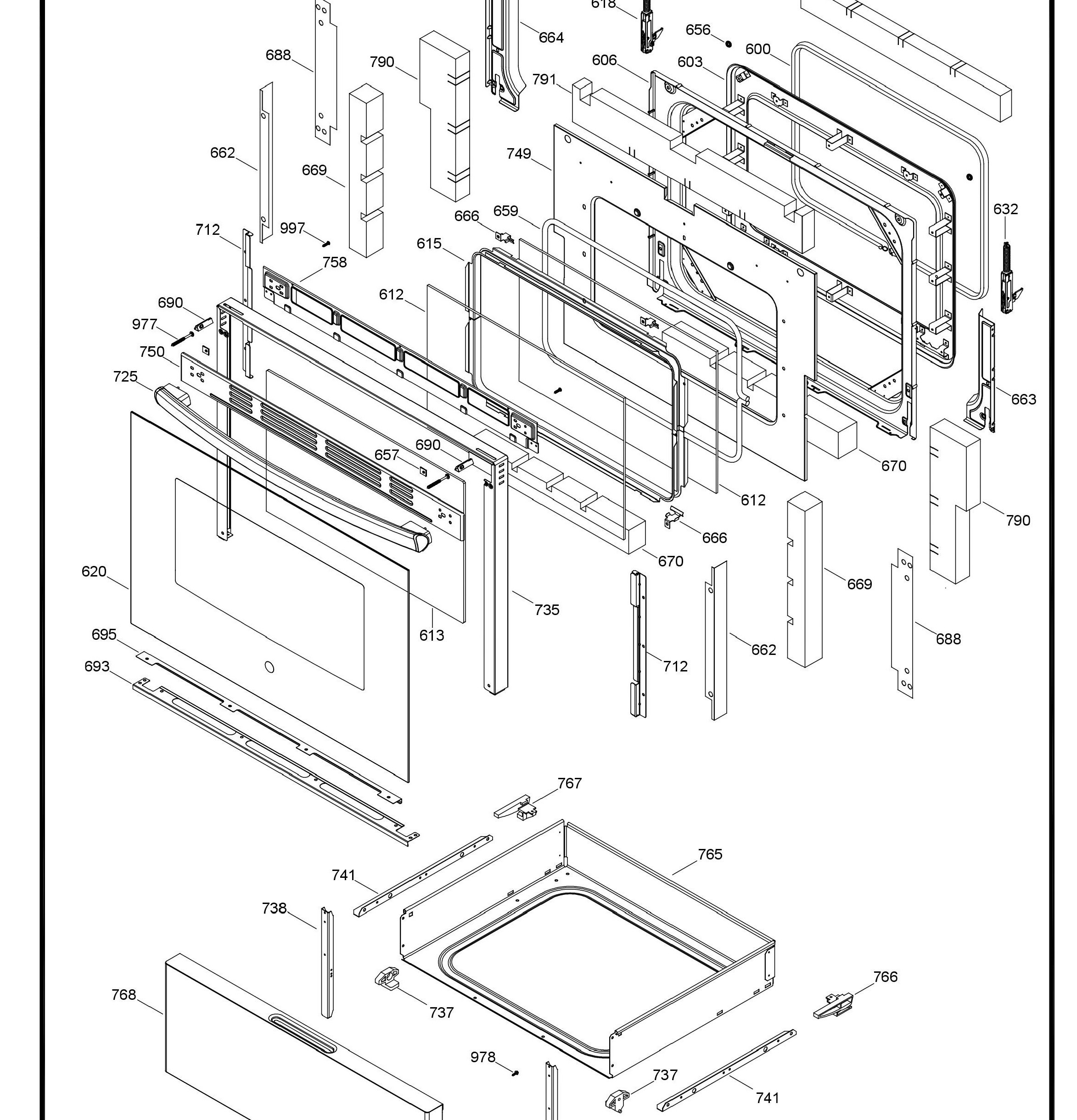 JCB840DK3WW Exploded View 3 appliance exploded-view parts diagram