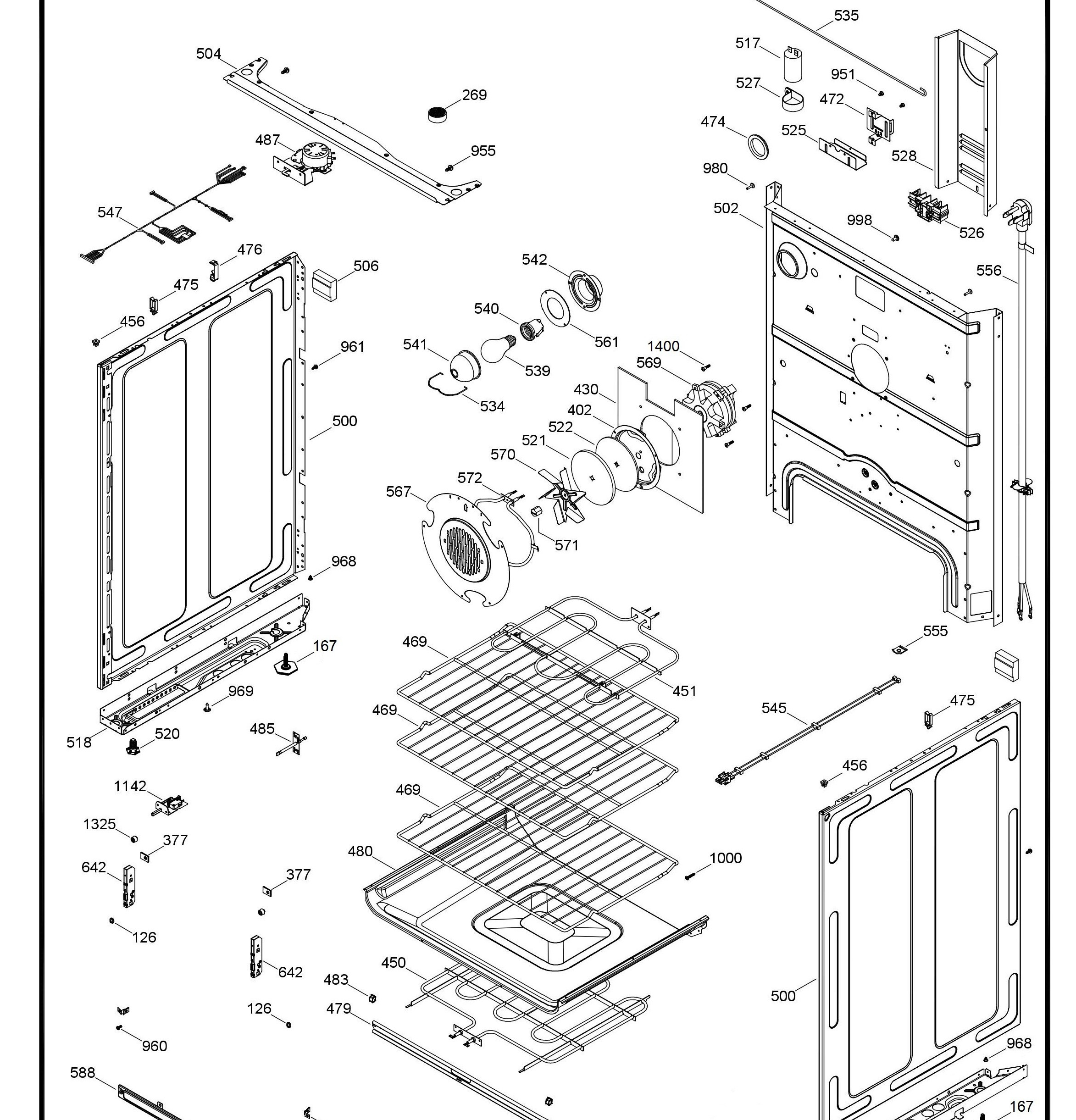 JCB840DK3WW Exploded View 2 appliance exploded-view parts diagram