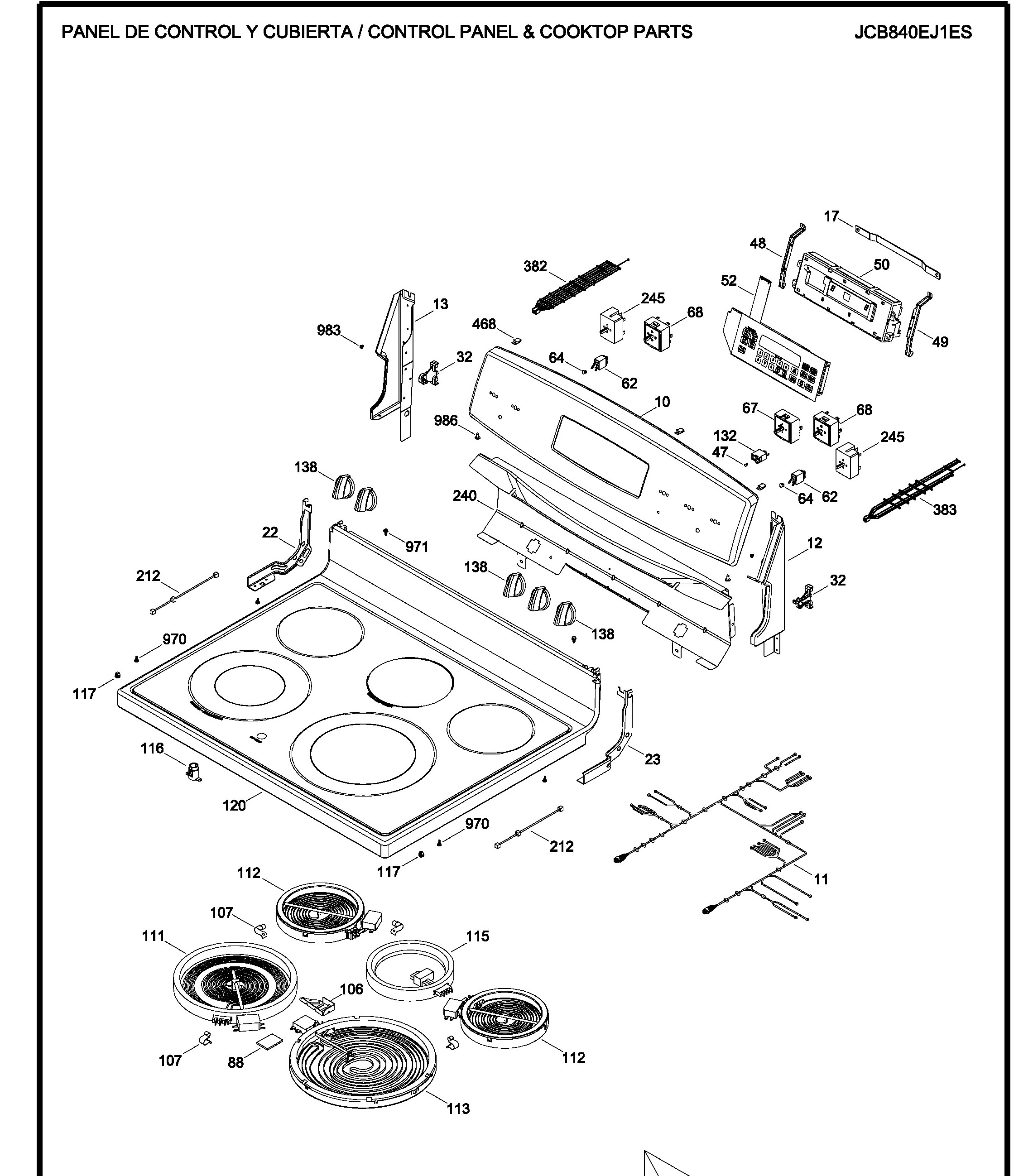 JCB840EJ1ES Exploded View 1 appliance exploded-view parts diagram