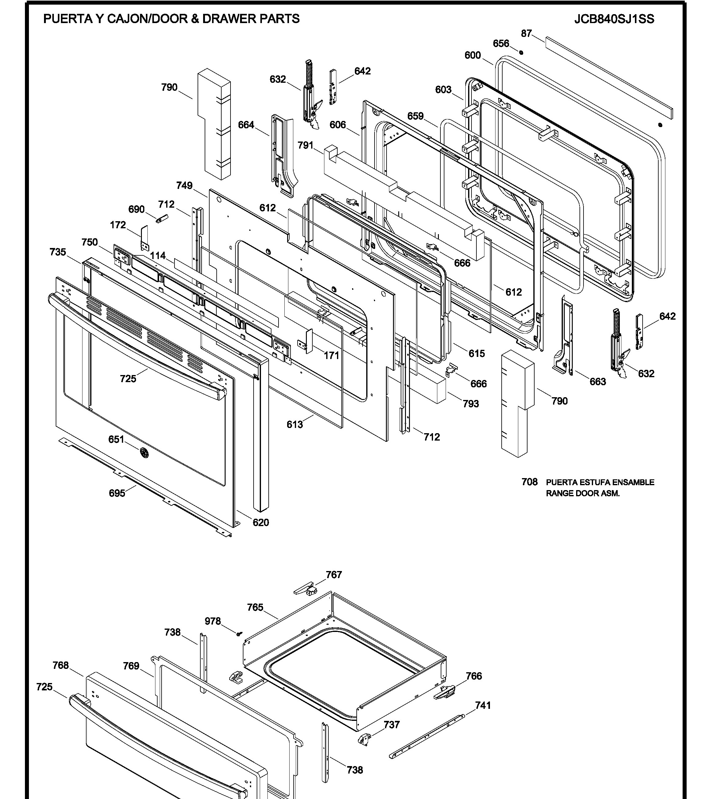 JCB840SJ1SS Exploded View 3 appliance exploded-view parts diagram