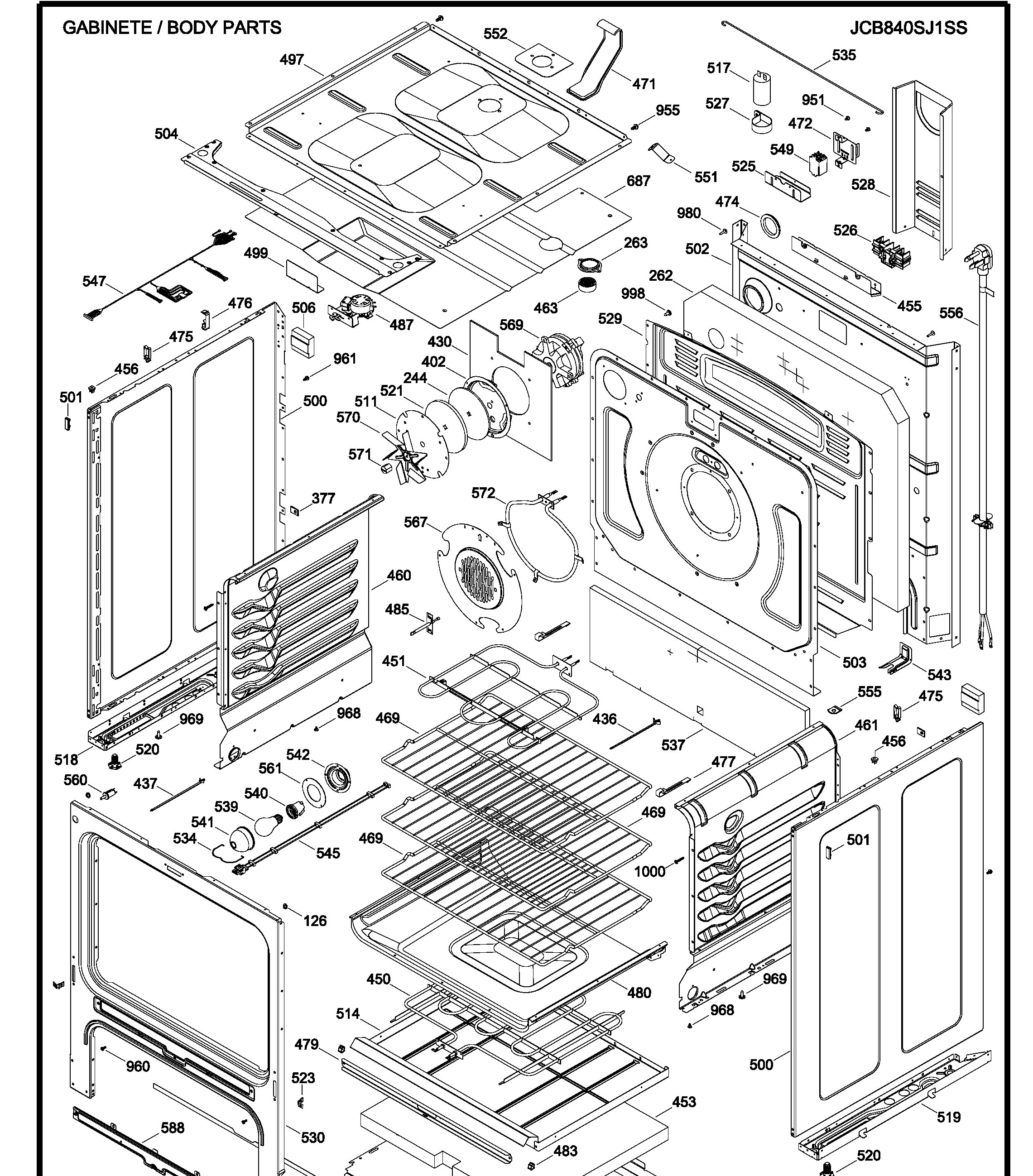 JCB840SJ1SS Exploded View 2 appliance exploded-view parts diagram