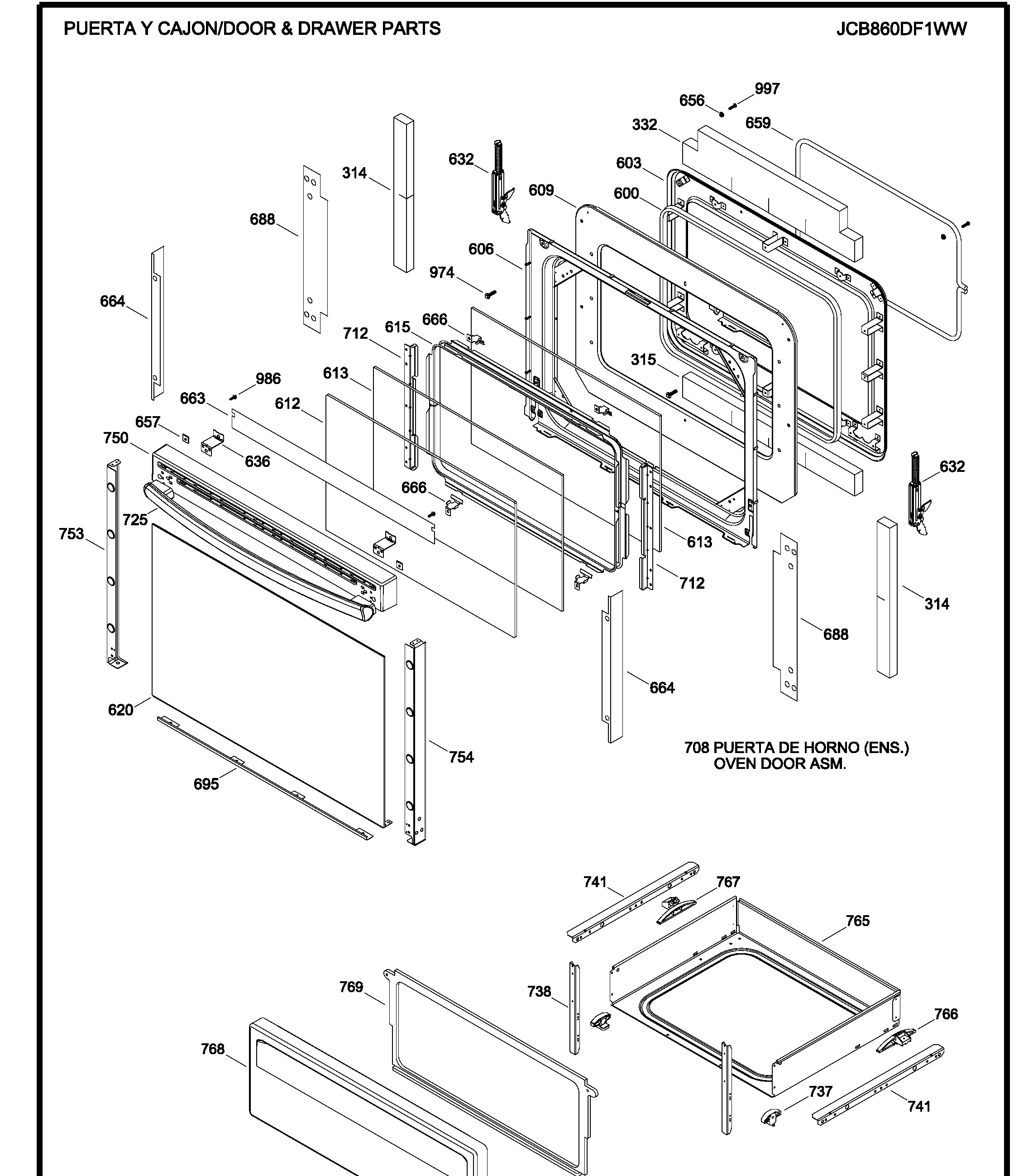 JCB860DF1WW Exploded View 3 appliance exploded-view parts diagram