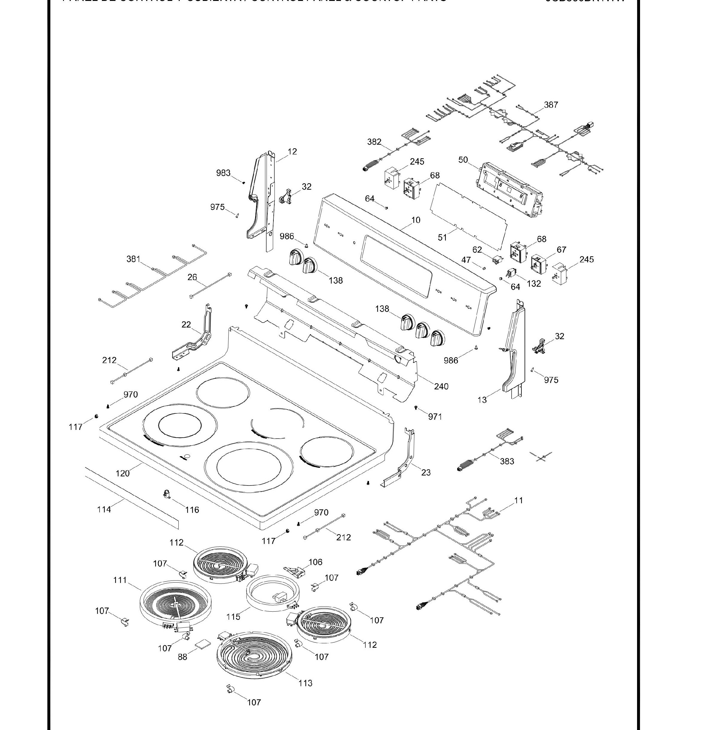 JCB860DK1WW Exploded View 1 appliance exploded-view parts diagram