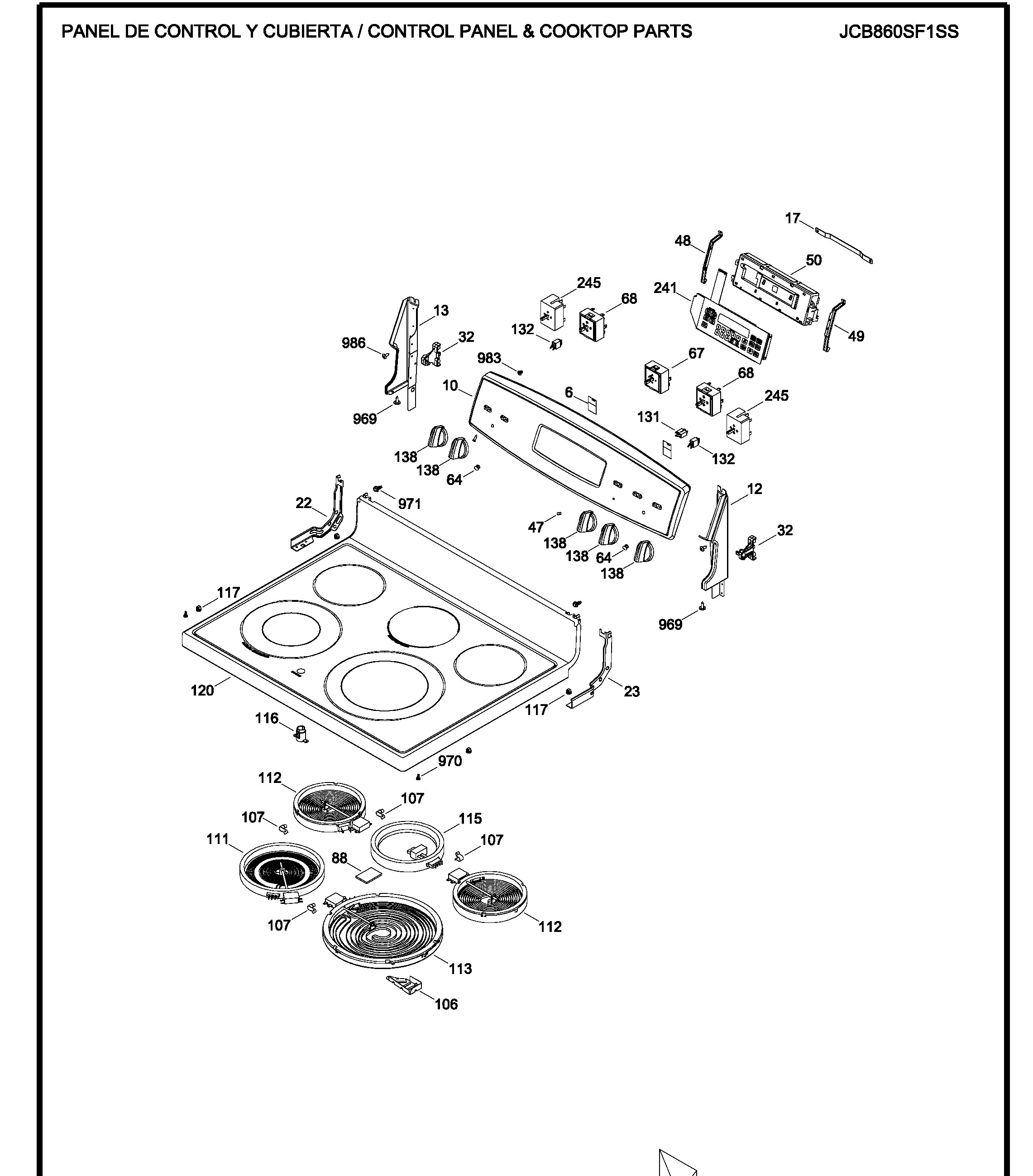 JCB860SF1SS Exploded View 1 appliance exploded-view parts diagram