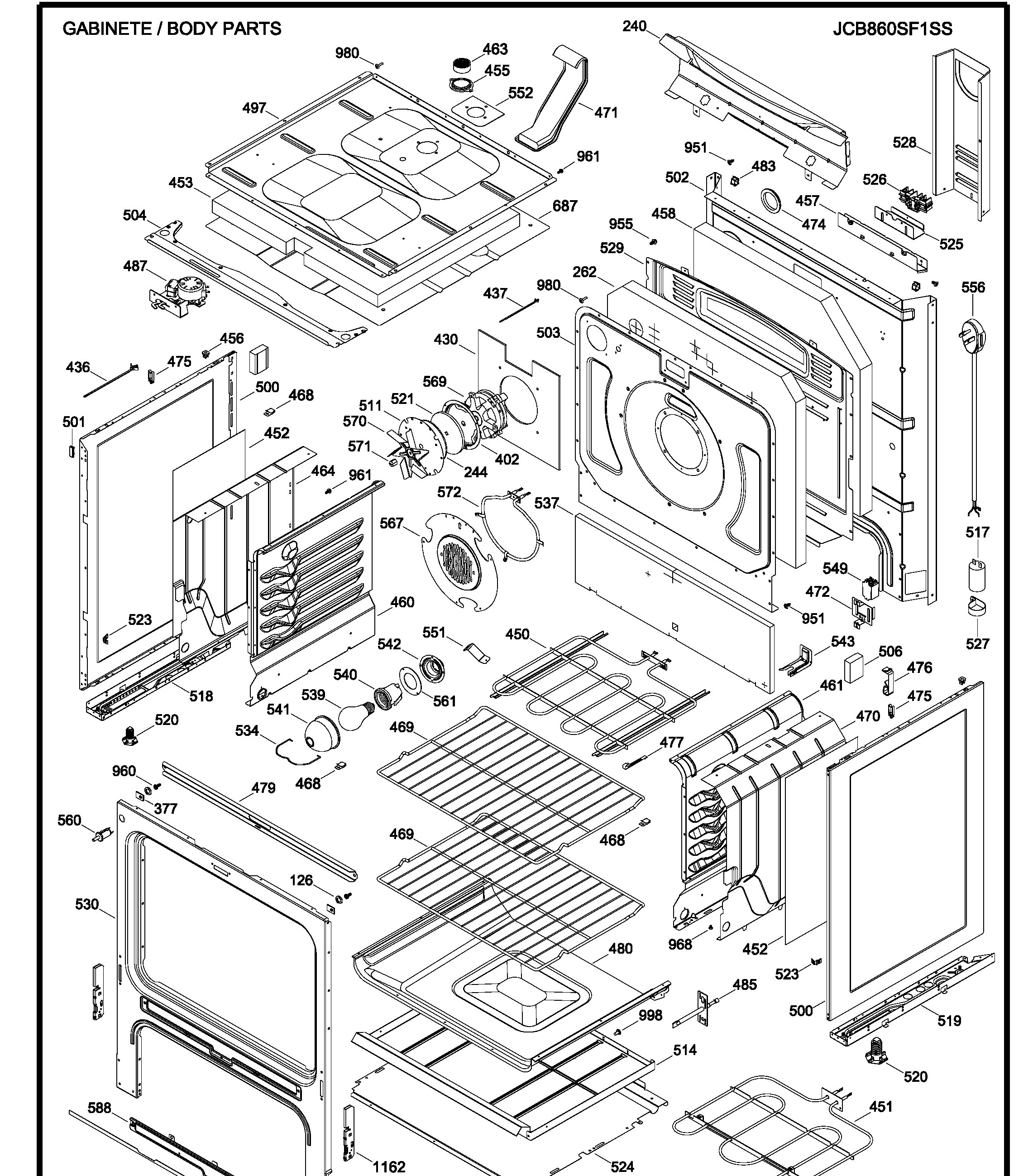 JCB860SF1SS Exploded View 2 appliance exploded-view parts diagram