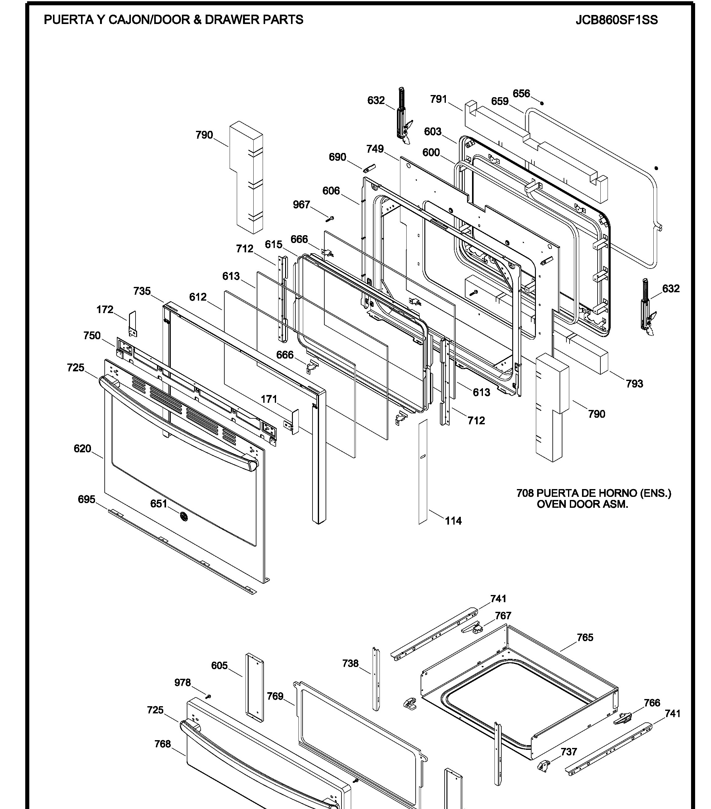 JCB860SF1SS Exploded View 3 appliance exploded-view parts diagram