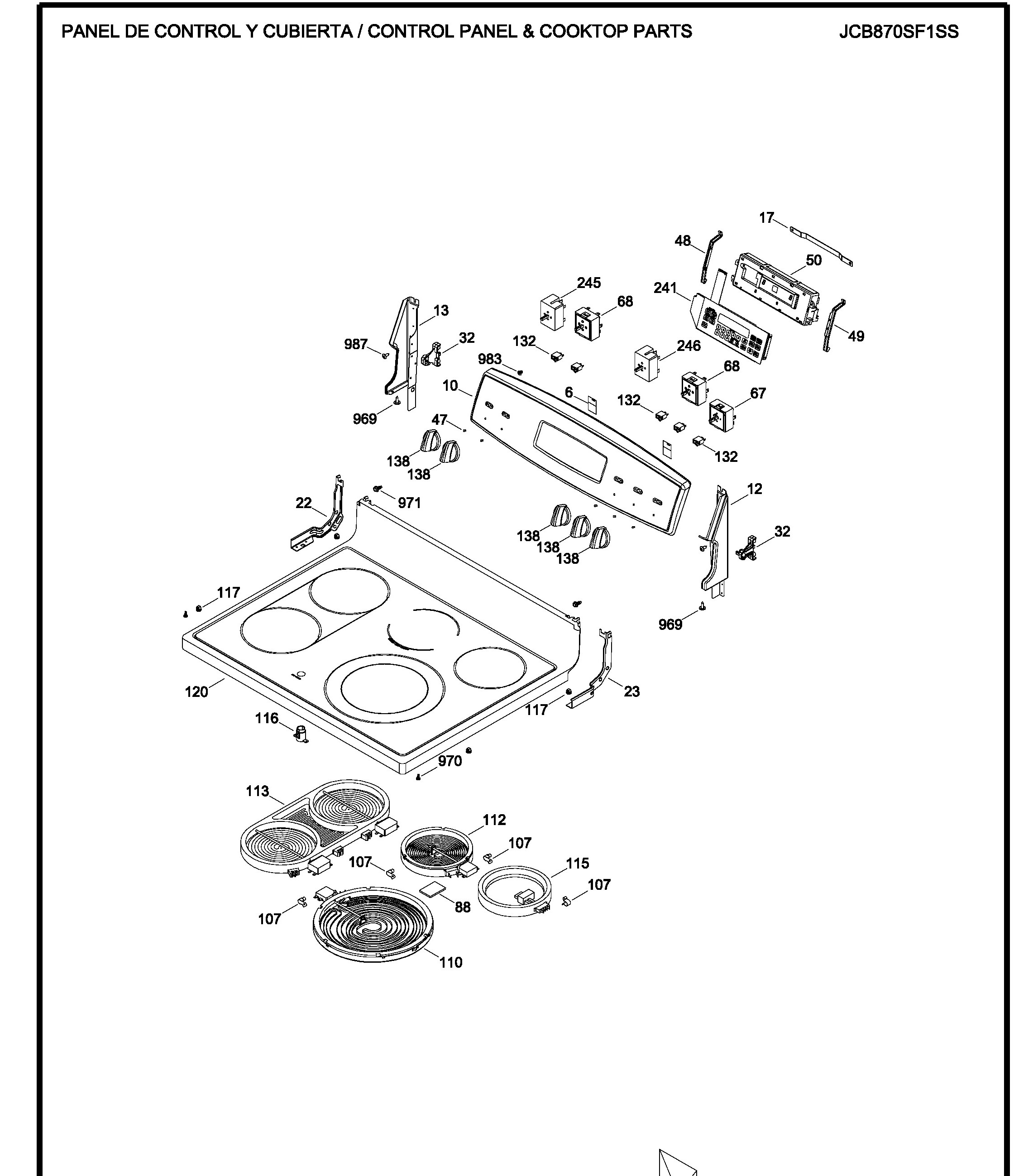 JCB870SF1SS Exploded View 1 appliance exploded-view parts diagram