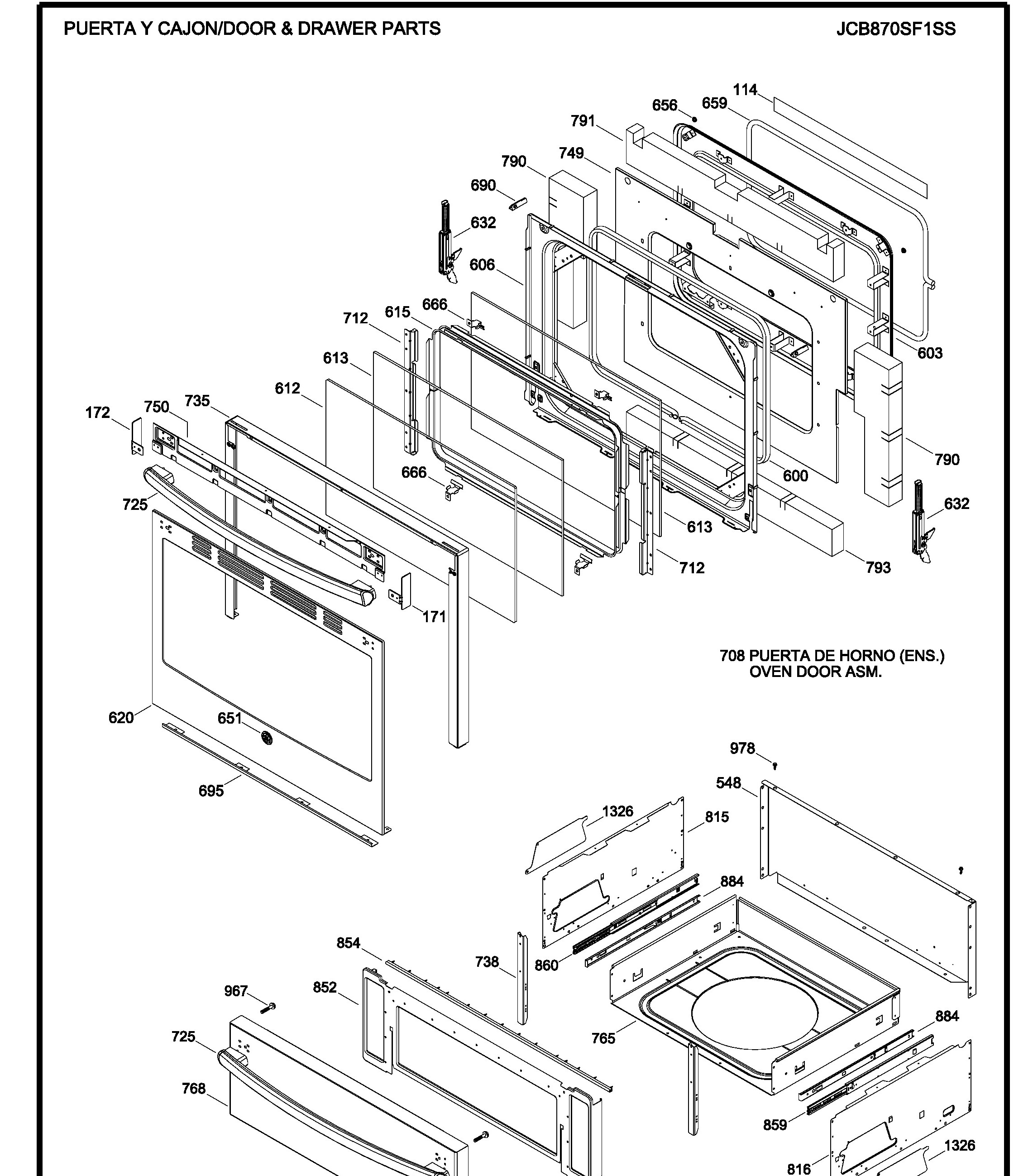 JCB870SF1SS Exploded View 3 appliance exploded-view parts diagram