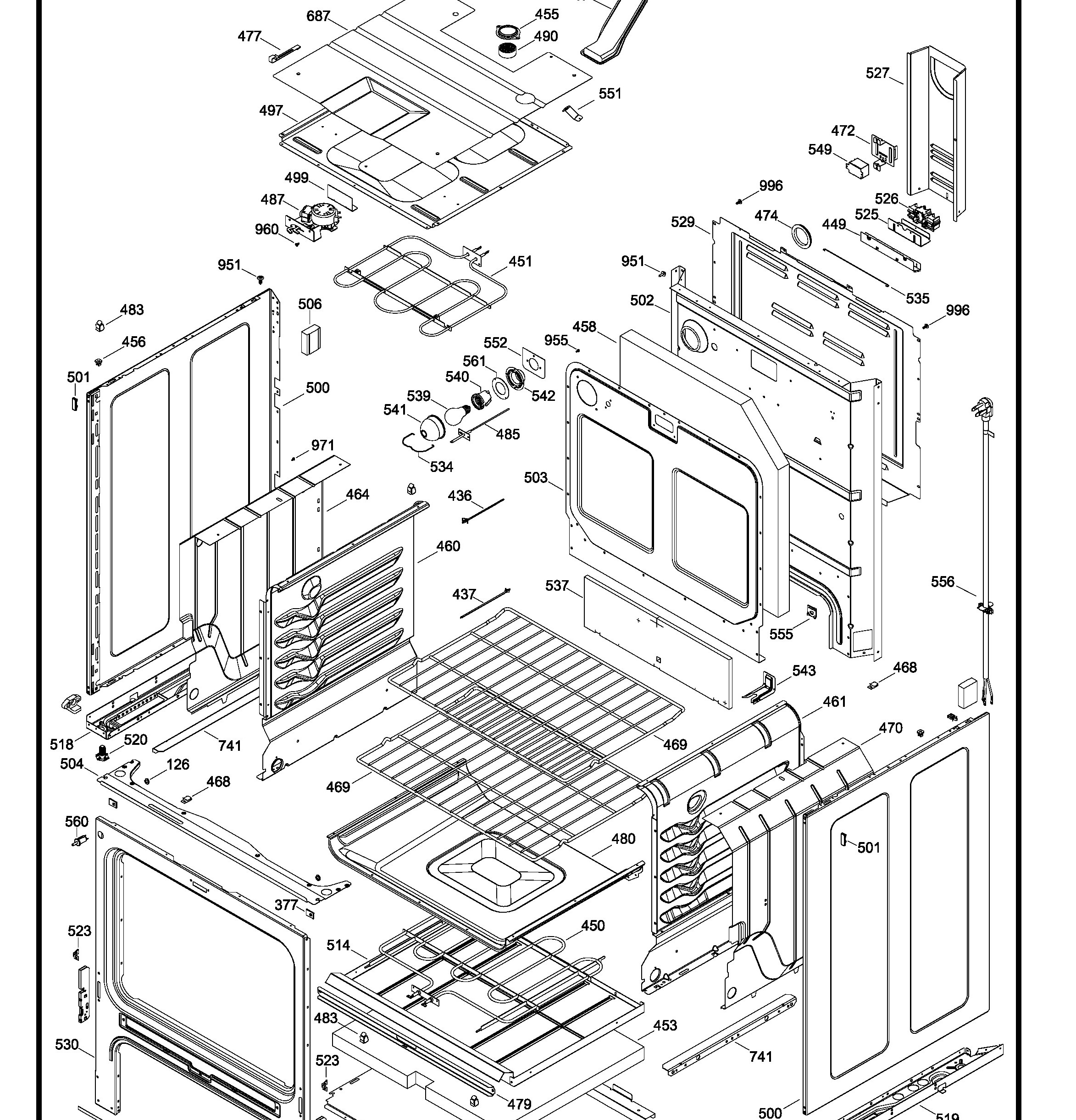 JCBP720ST4WW Exploded View 2 appliance exploded-view parts diagram