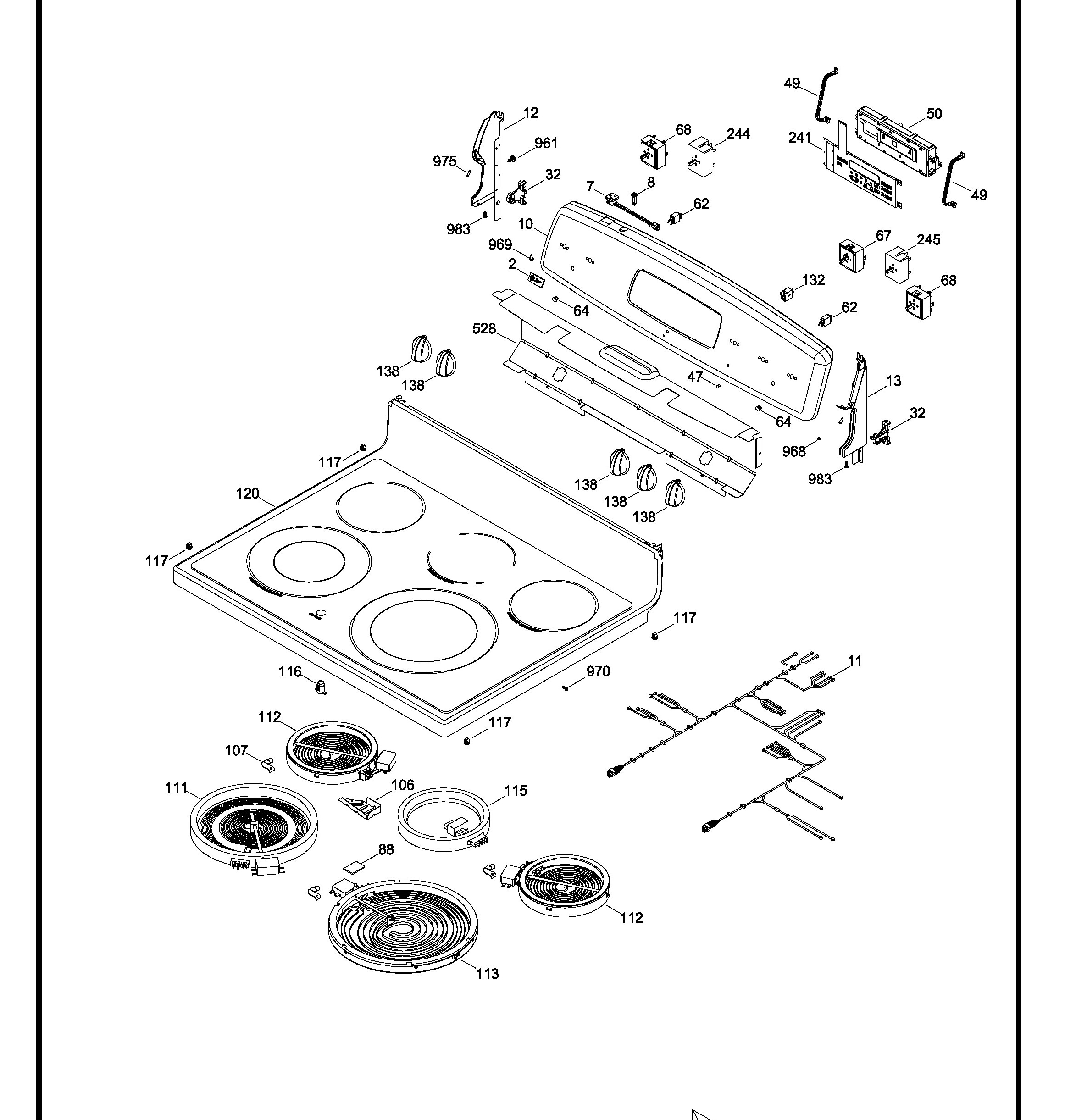 JCBP720ST4WW Exploded View 1 appliance exploded-view parts diagram