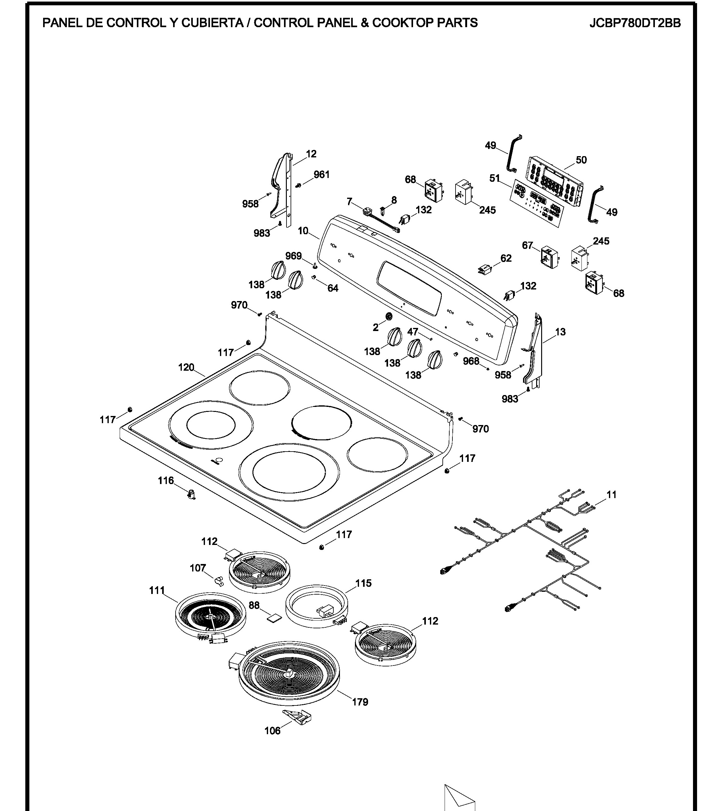 JCBP780DT2BB Exploded View 1 appliance exploded-view parts diagram