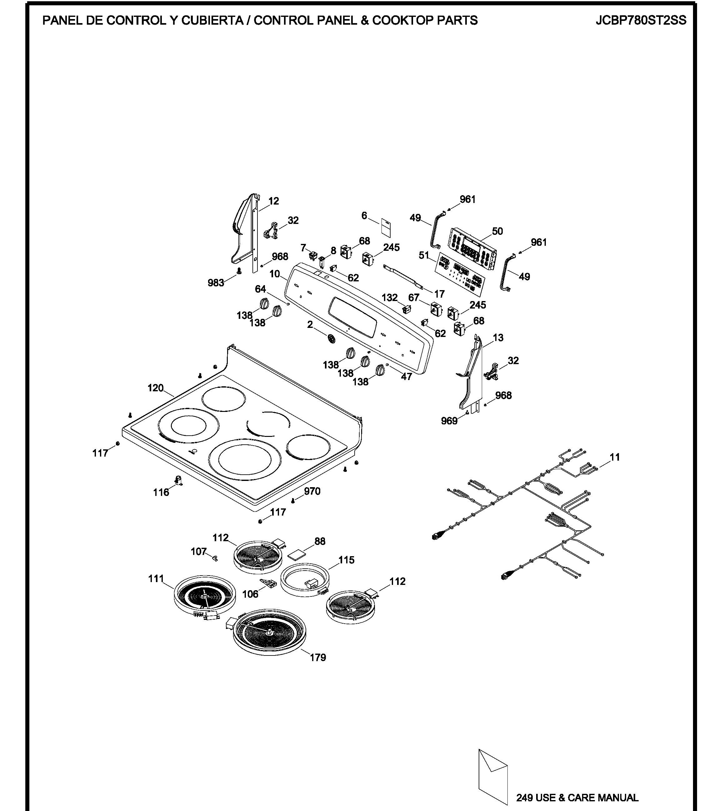 JCBP780ST2SS Exploded View 1 appliance exploded-view parts diagram