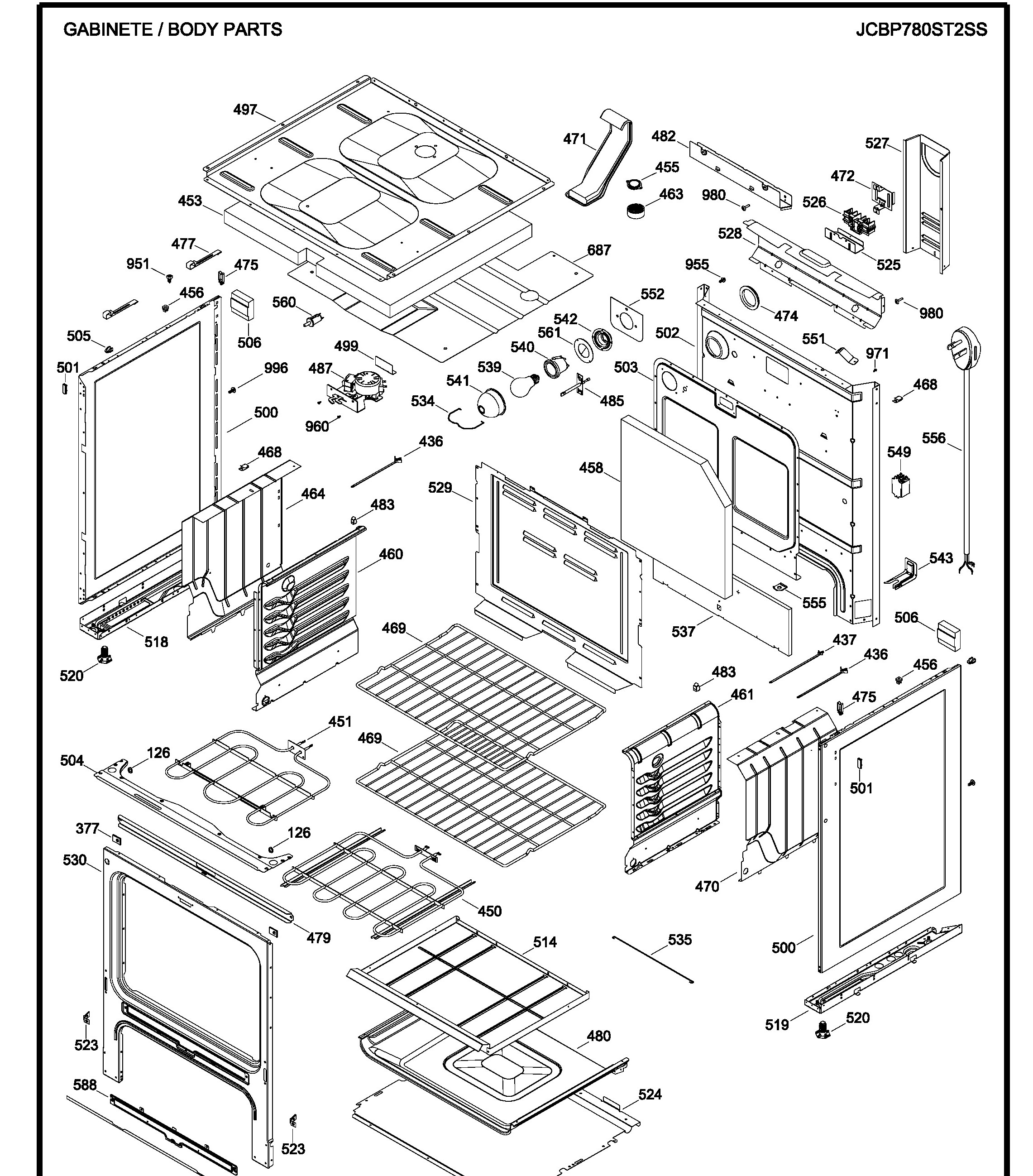 JCBP780ST2SS Exploded View 2 appliance exploded-view parts diagram