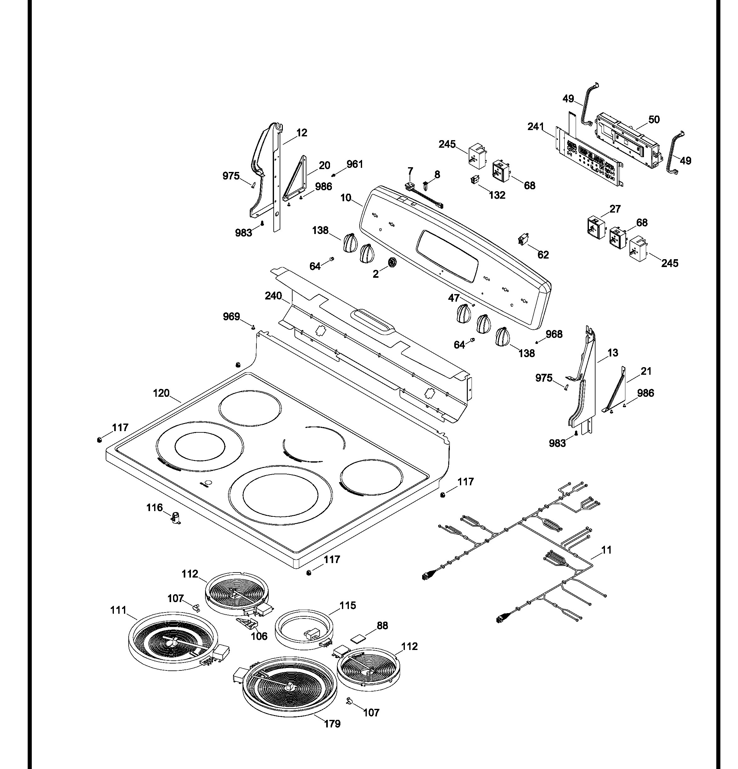 JCBP790DT1WW Exploded View 1 appliance exploded-view parts diagram