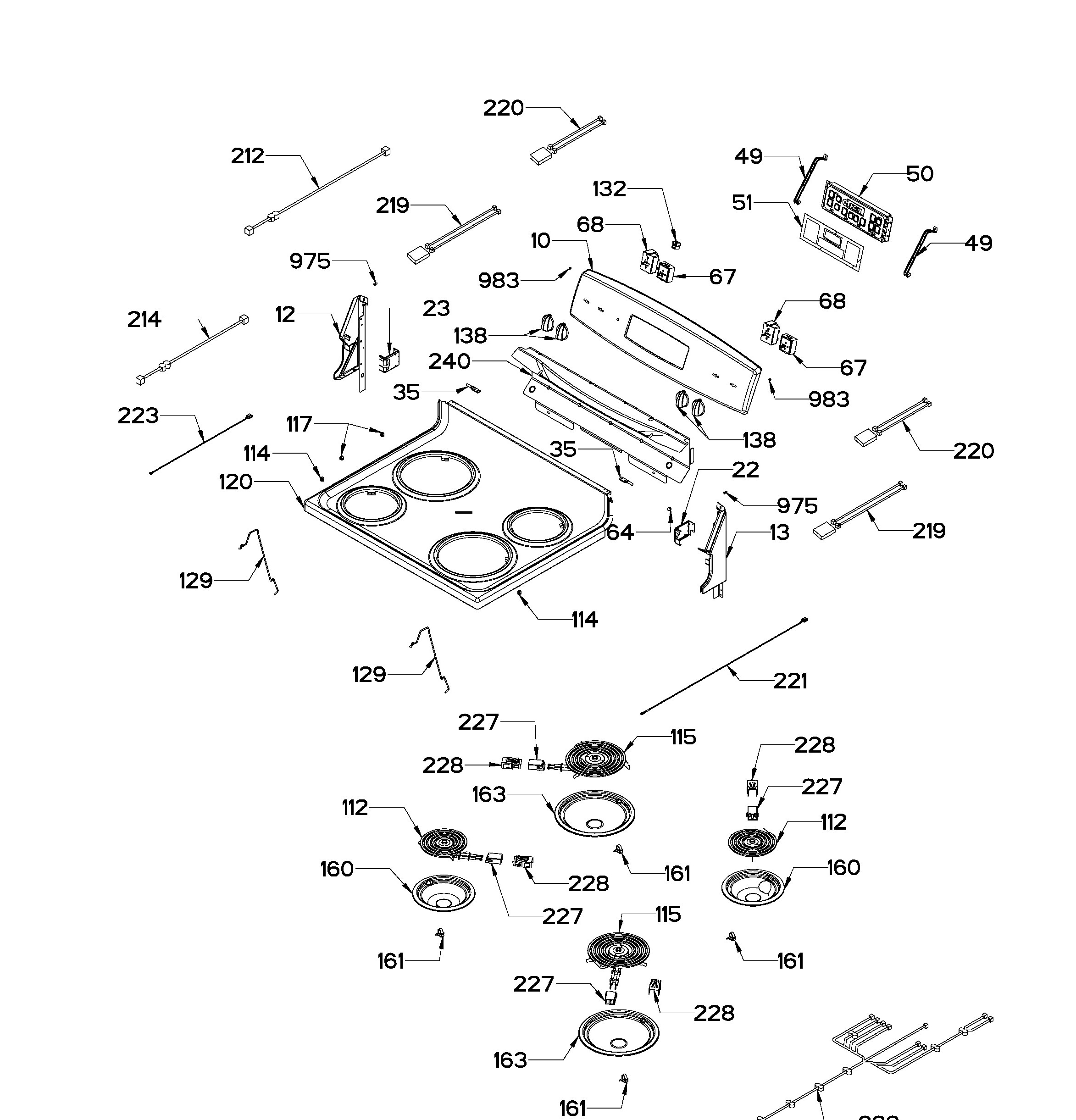JCBS280DM3WW Exploded View 1 appliance exploded-view parts diagram