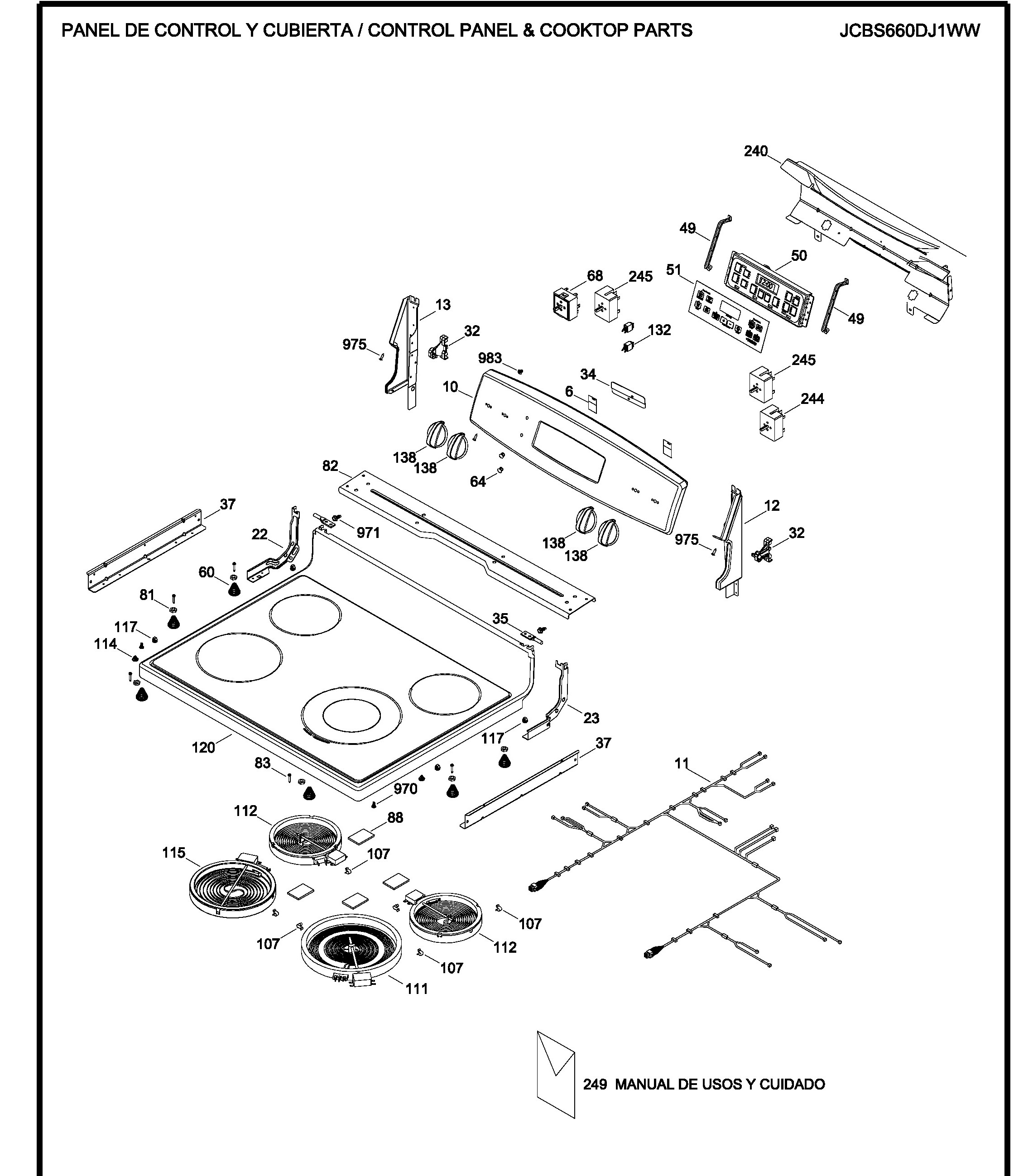 JCBS660DJ1WW Exploded View 1 appliance exploded-view parts diagram