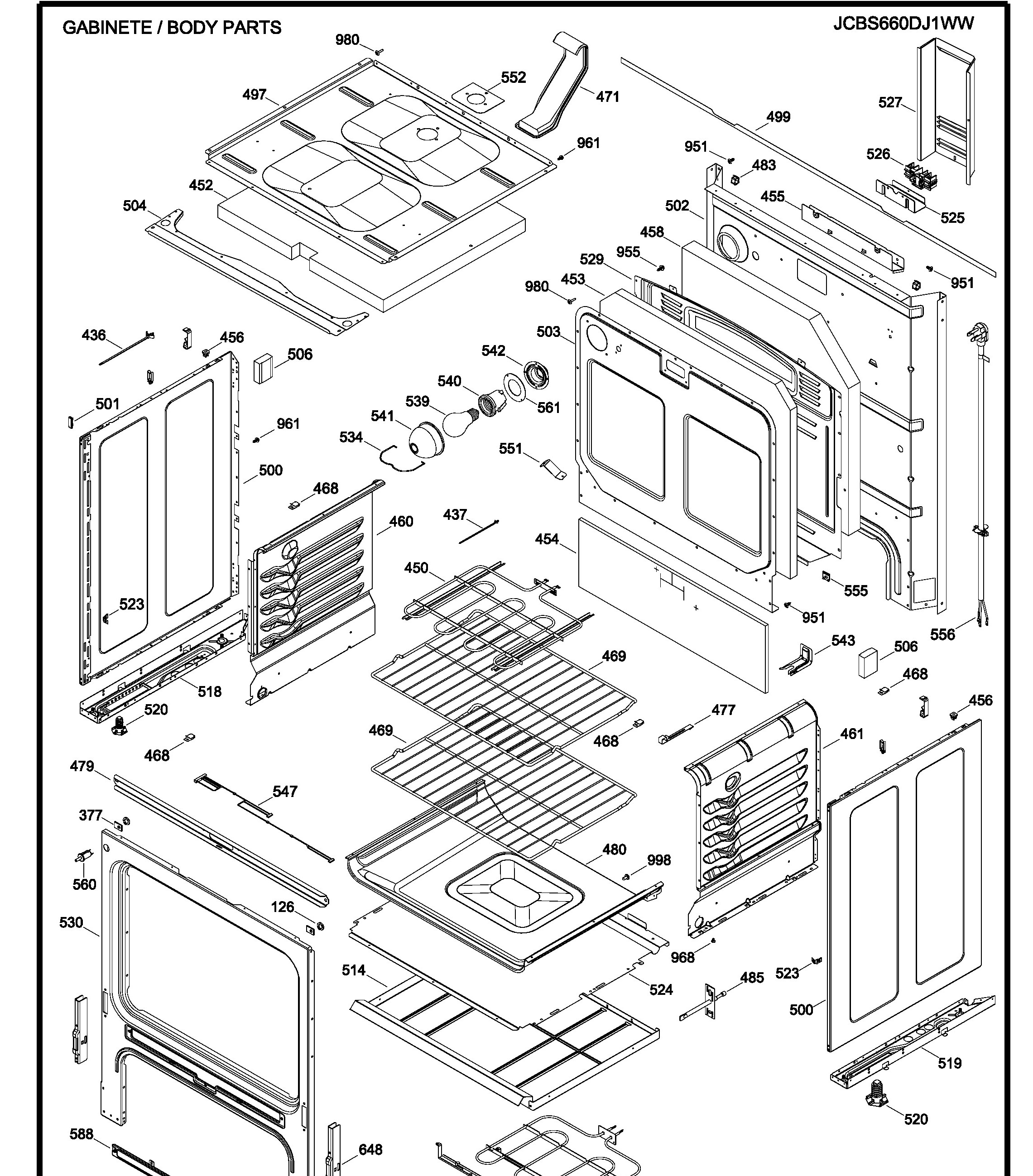 JCBS660DJ1WW Exploded View 2 appliance exploded-view parts diagram