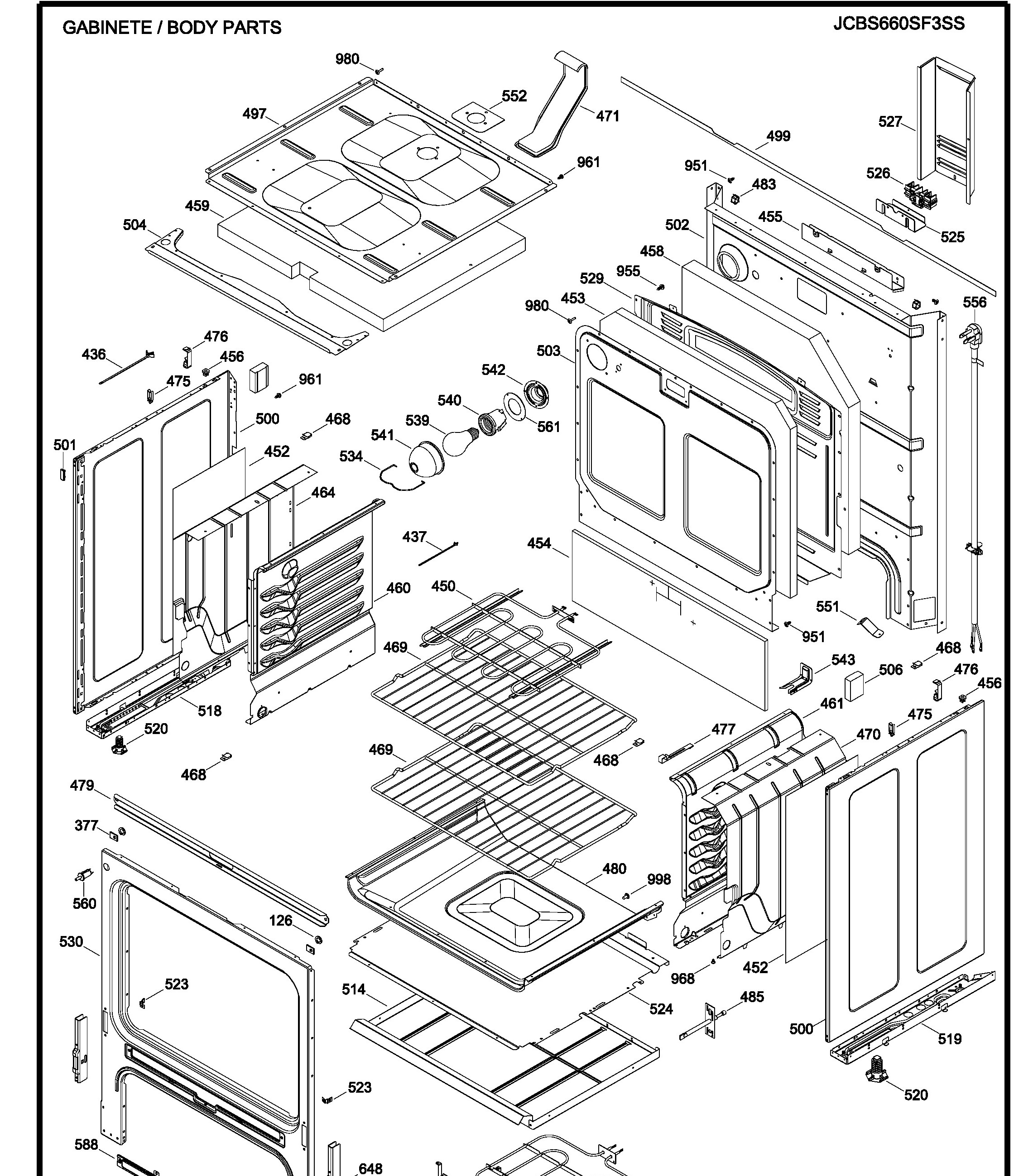 JCBS660SF3SS Exploded View 2 appliance exploded-view parts diagram