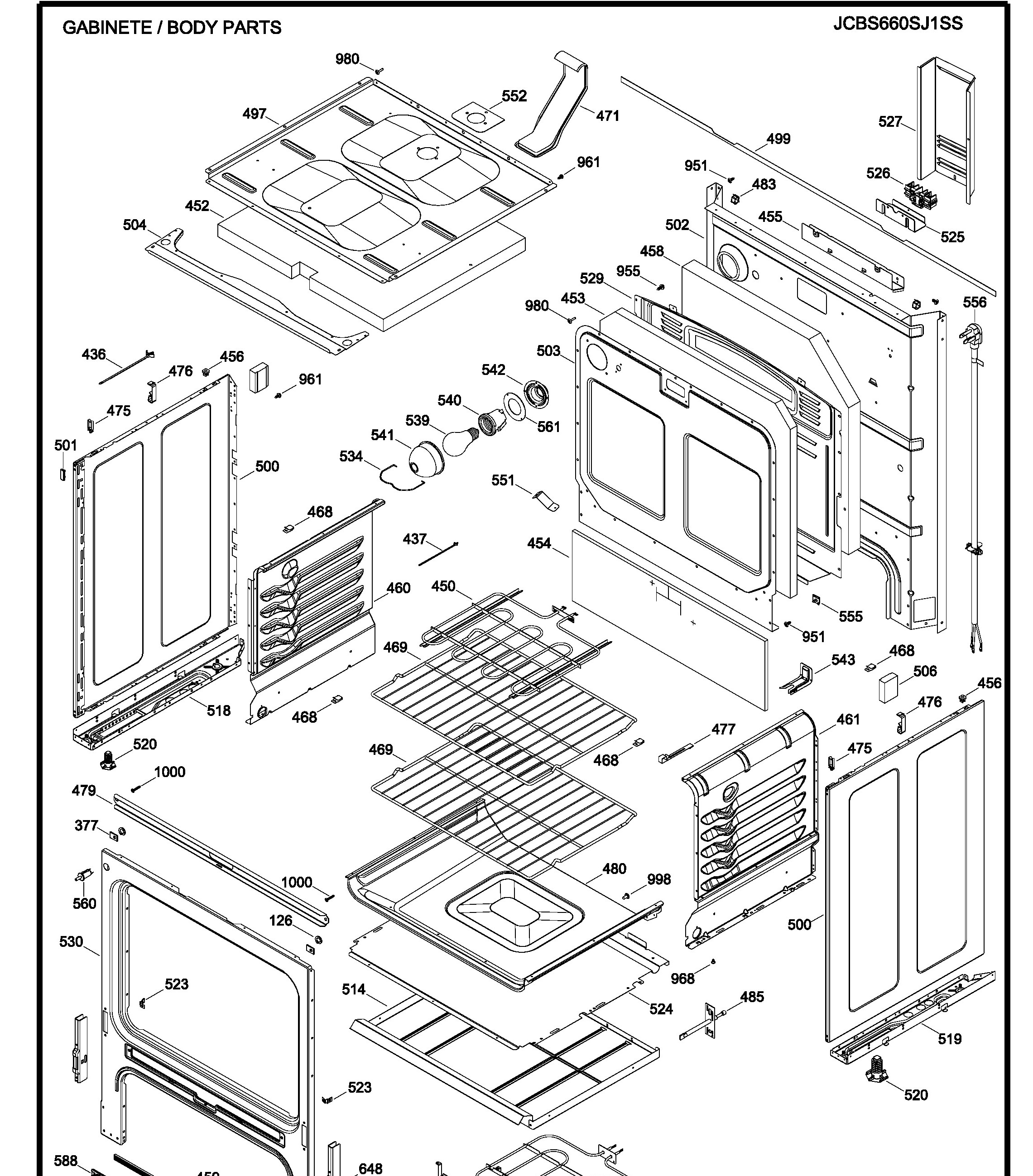 JCBS660SJ1SS Exploded View 2 appliance exploded-view parts diagram