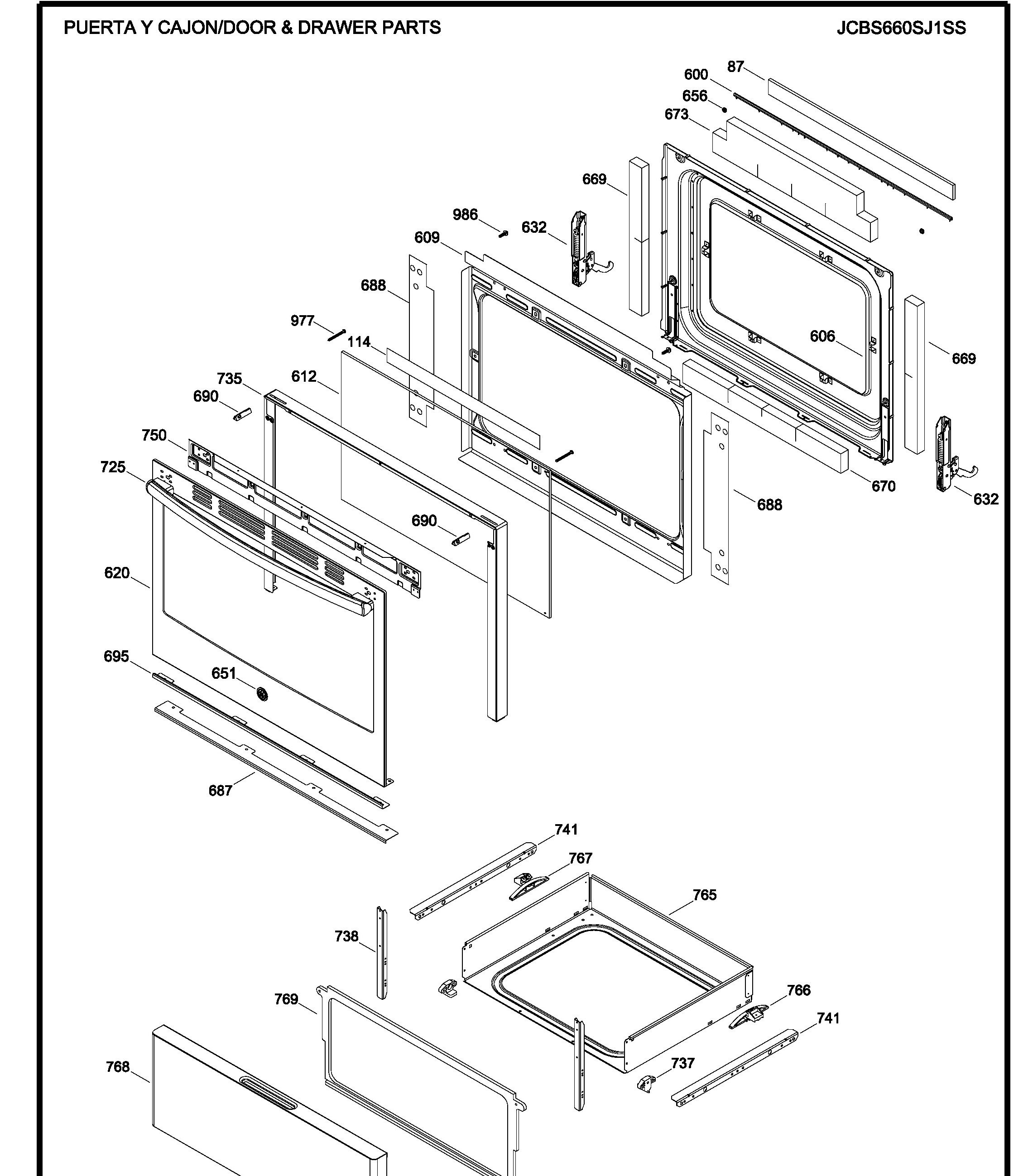 JCBS660SJ1SS Exploded View 3 appliance exploded-view parts diagram