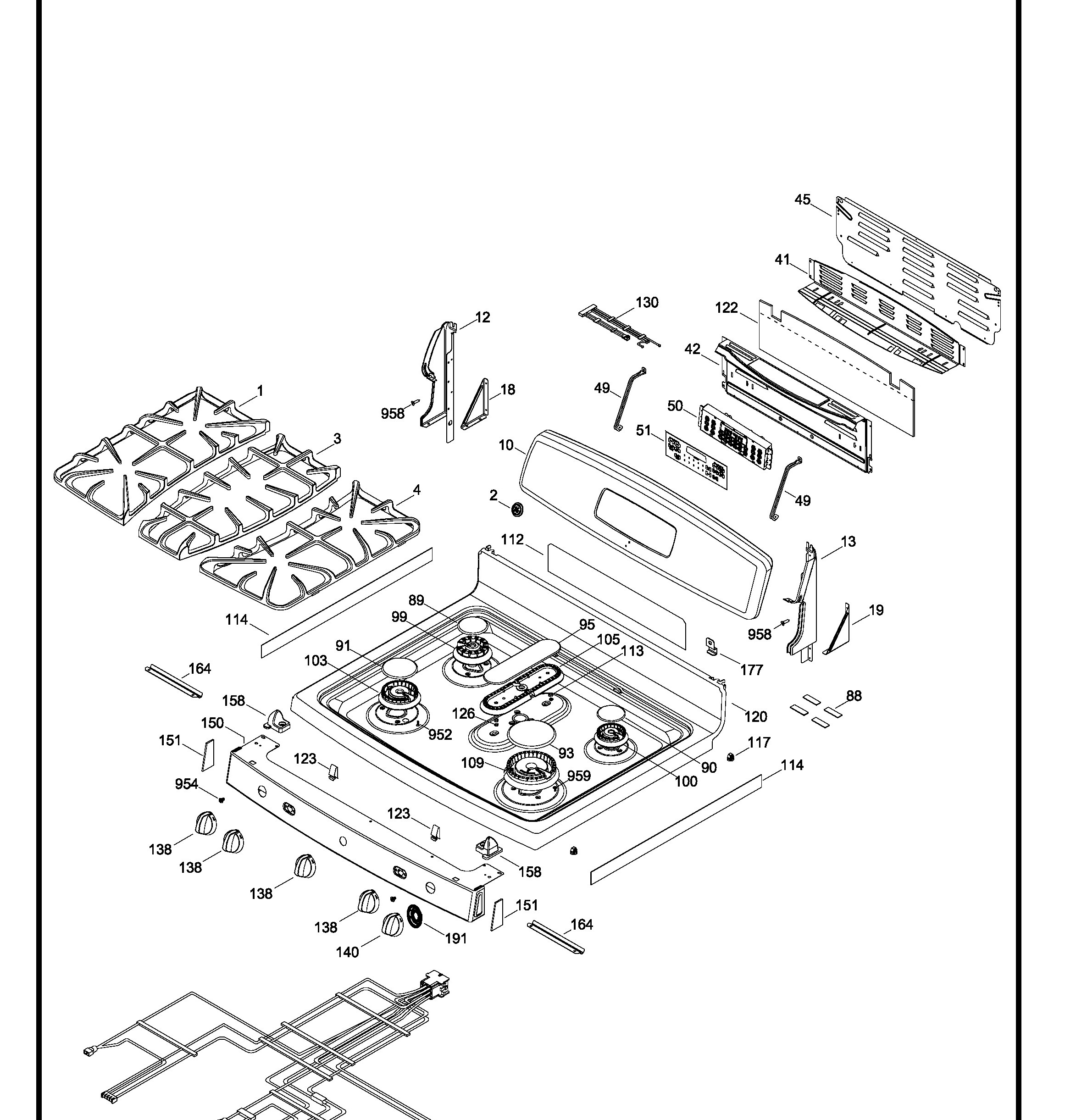 JCGB600DET1BB Exploded View 1 appliance exploded-view parts diagram