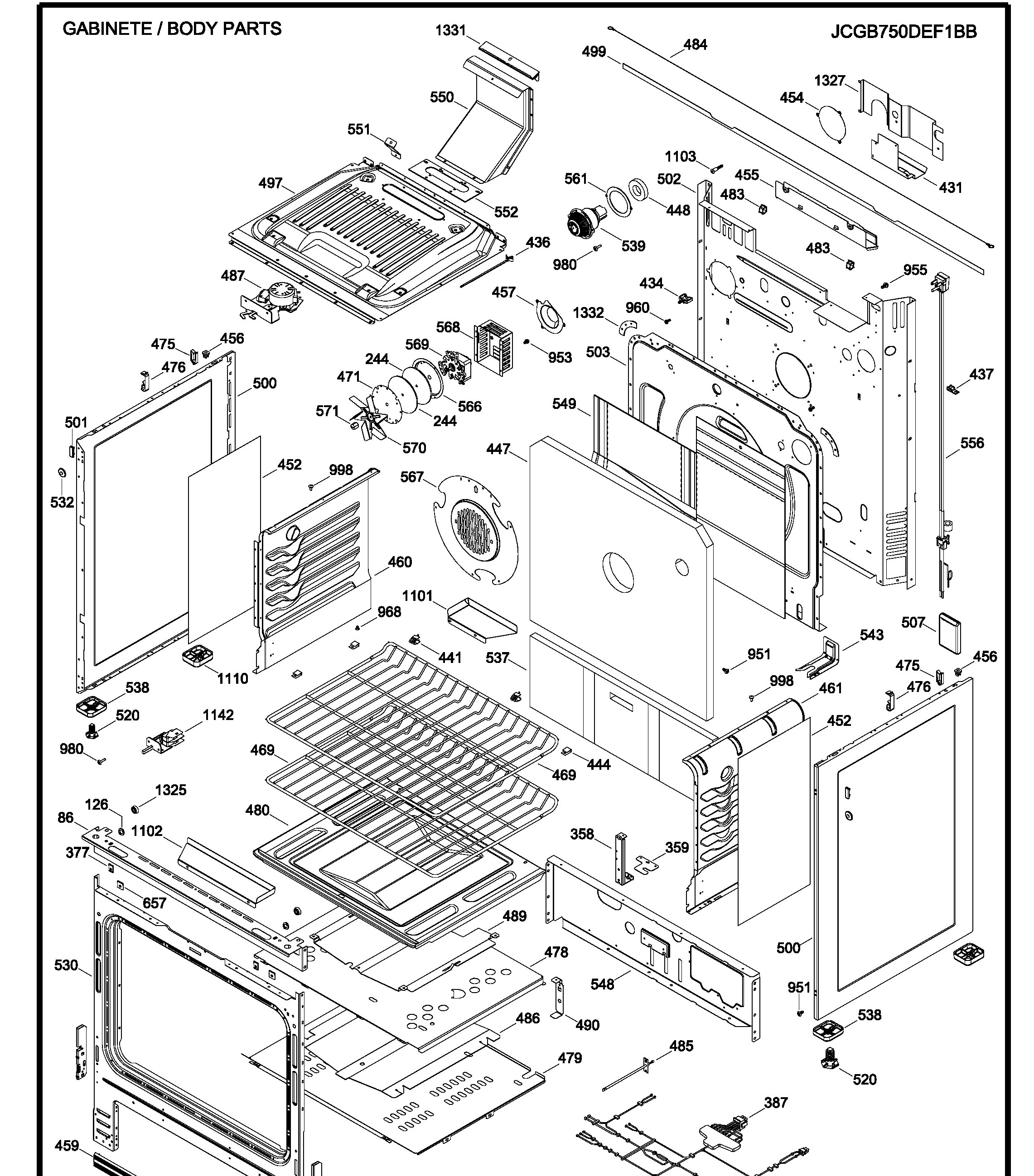 JCGB750DEF1BB Exploded View 3 appliance exploded-view parts diagram