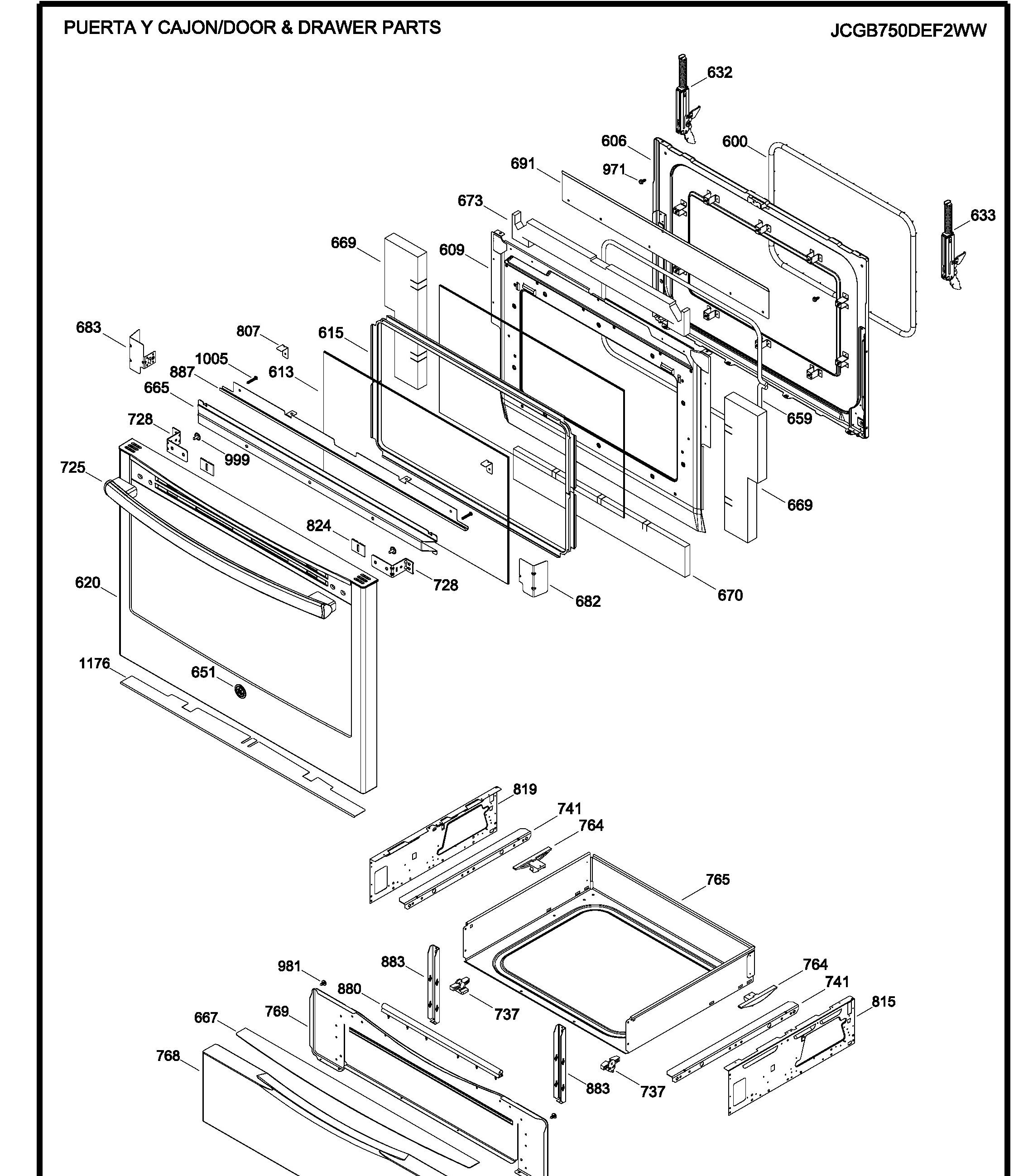 JCGB750DEF2WW Exploded View 4 appliance exploded-view parts diagram