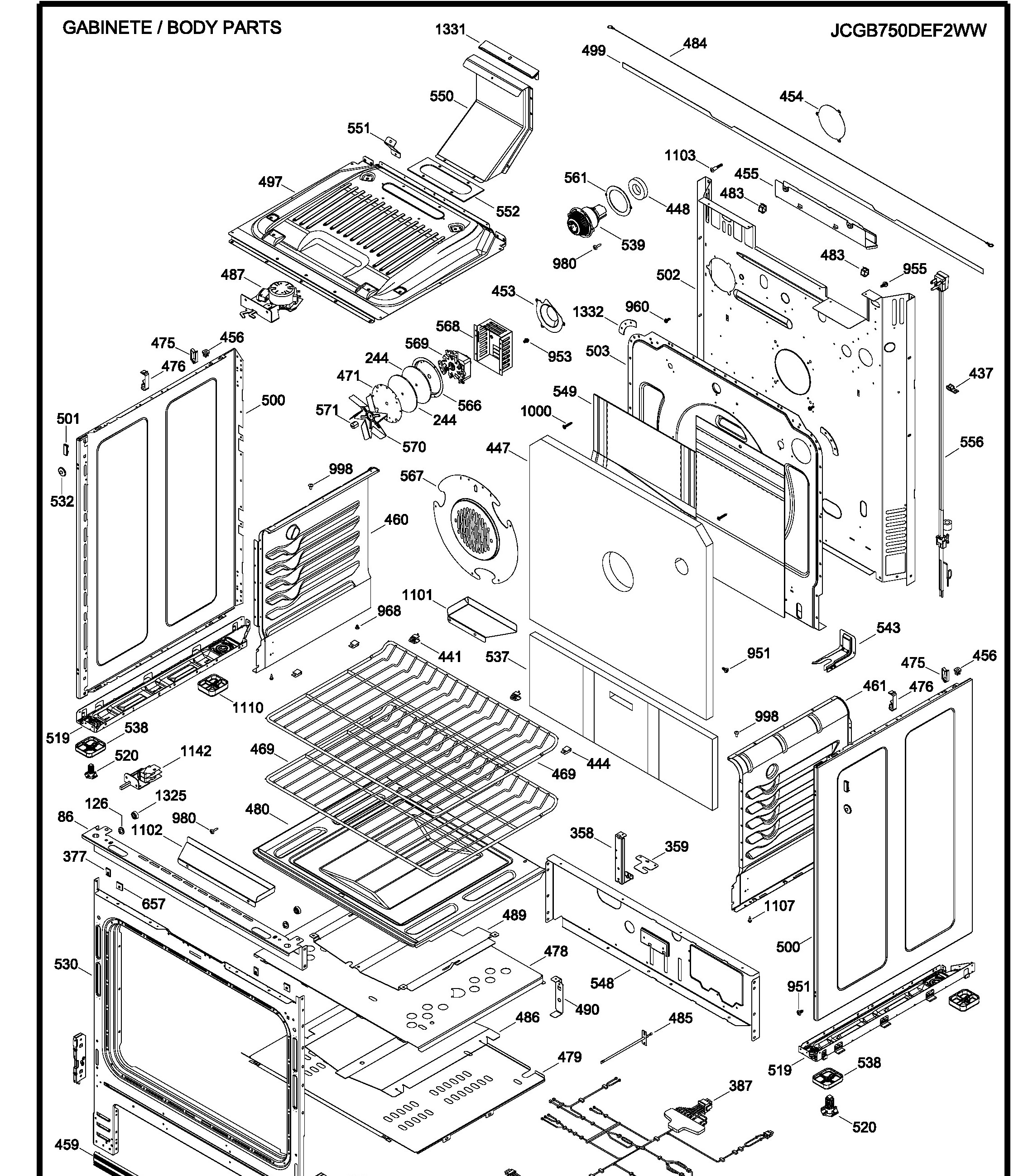 JCGB750DEF2WW Exploded View 3 appliance exploded-view parts diagram