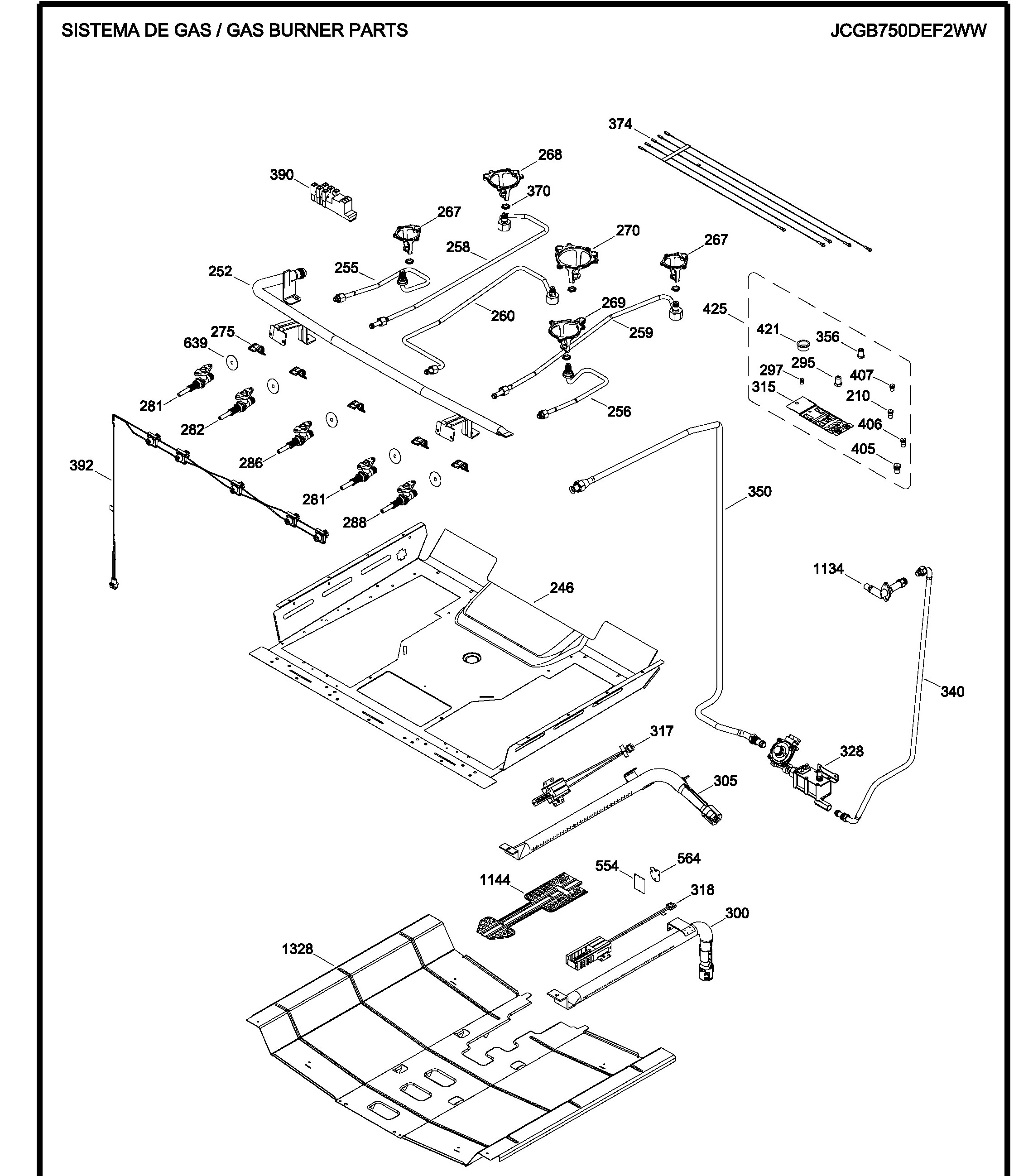 JCGB750DEF2WW Exploded View 2 appliance exploded-view parts diagram