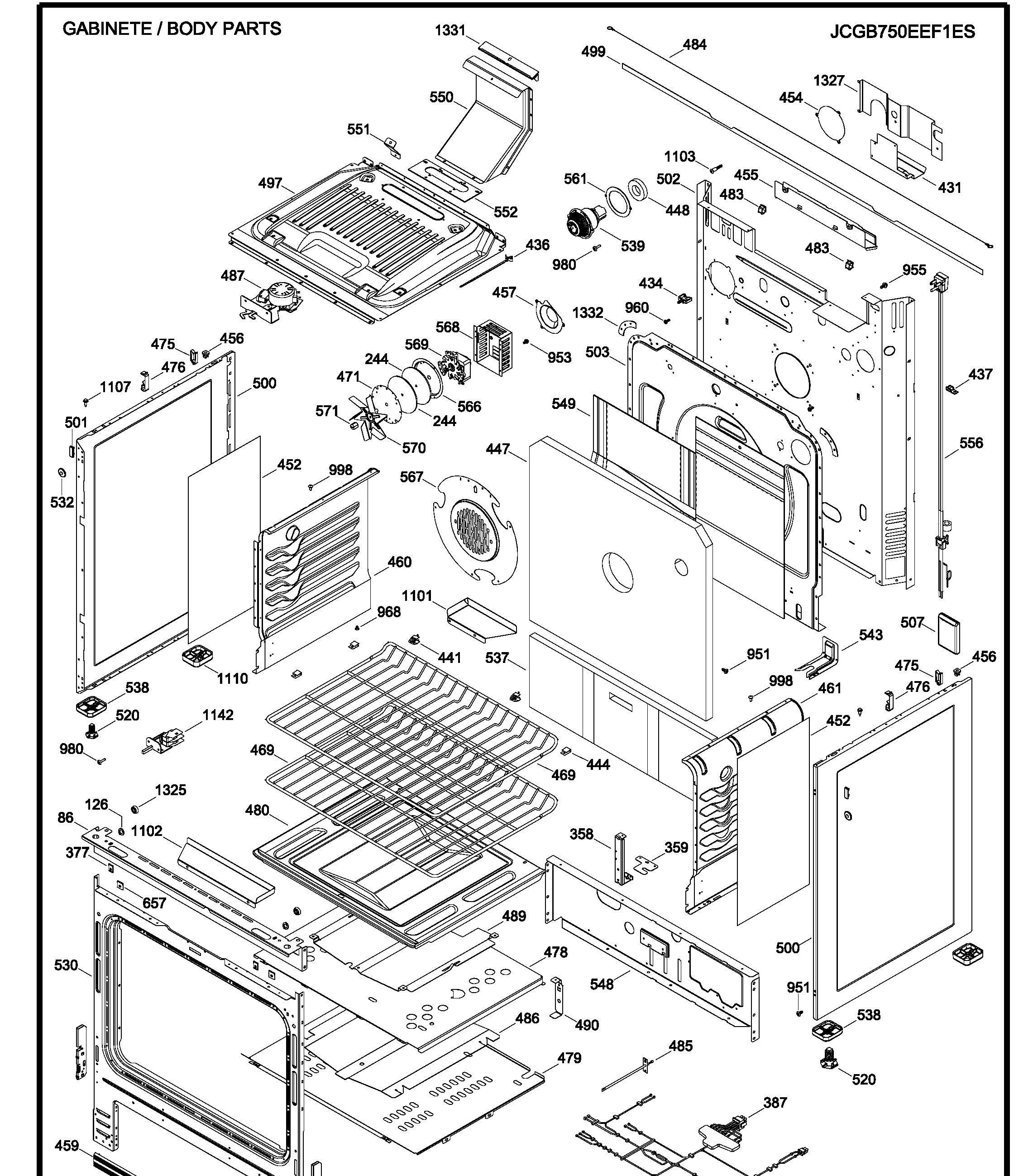 JCGB750EEF1ES Exploded View 3 appliance exploded-view parts diagram