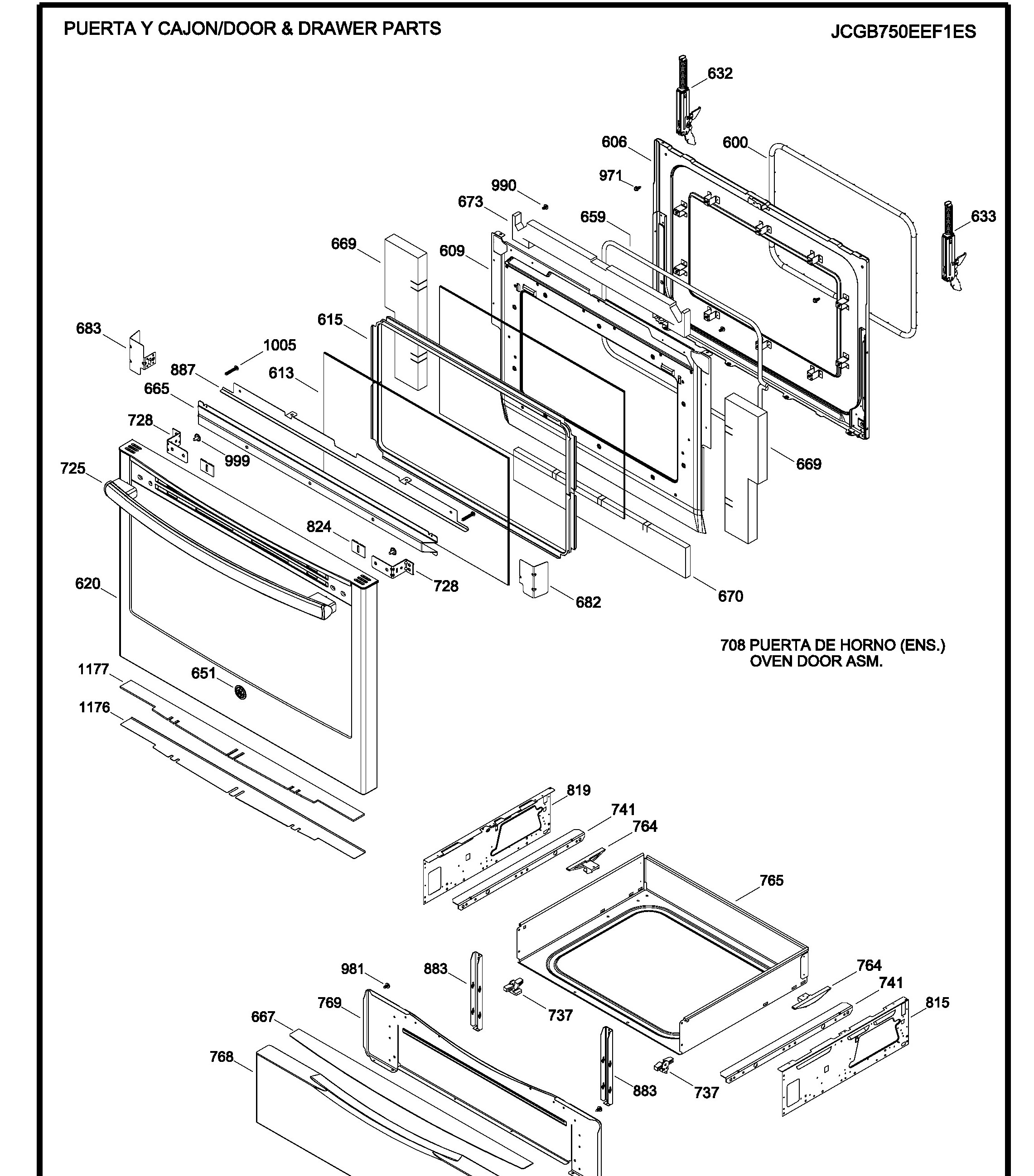 JCGB750EEF1ES Exploded View 4 appliance exploded-view parts diagram