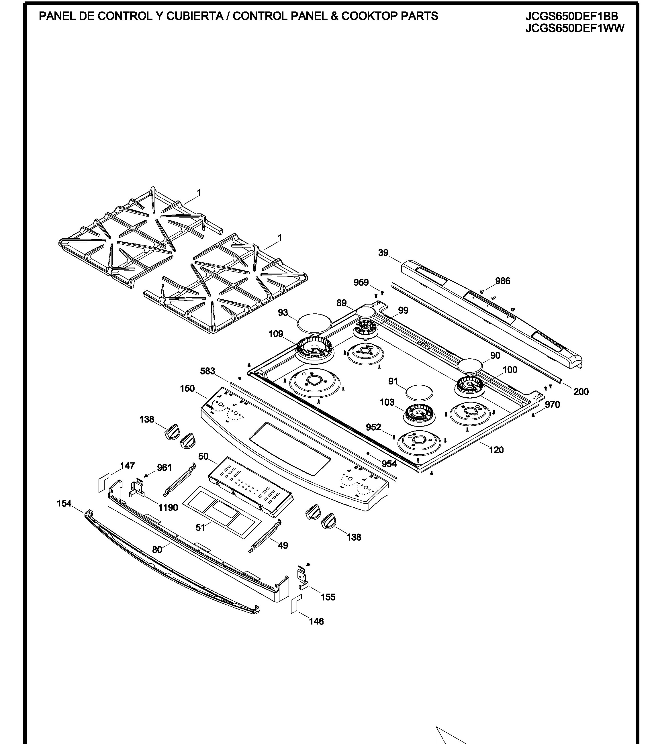 JCGS650DEF1BB Exploded View 1 appliance exploded-view parts diagram