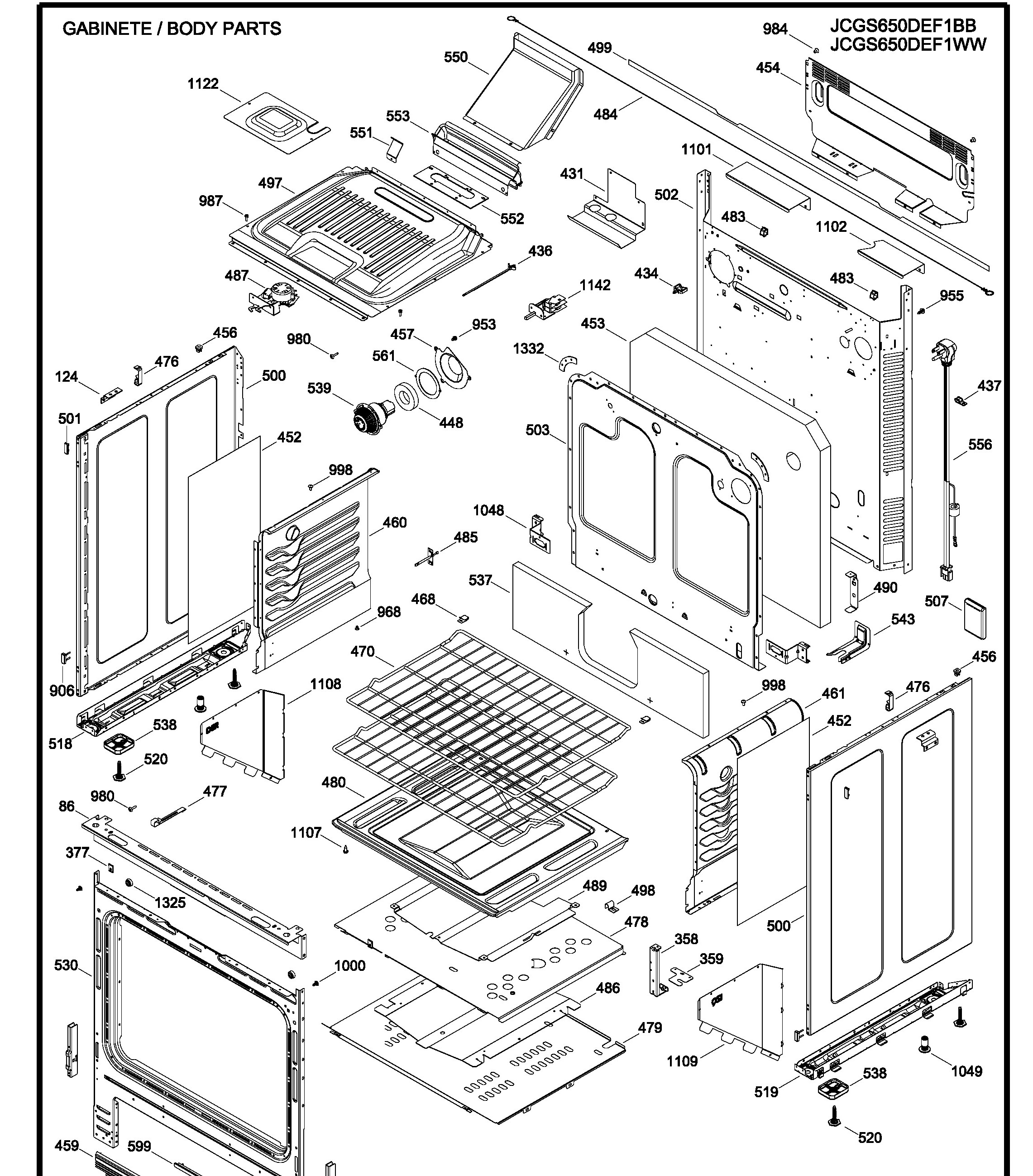 JCGS650DEF1BB Exploded View 3 appliance exploded-view parts diagram