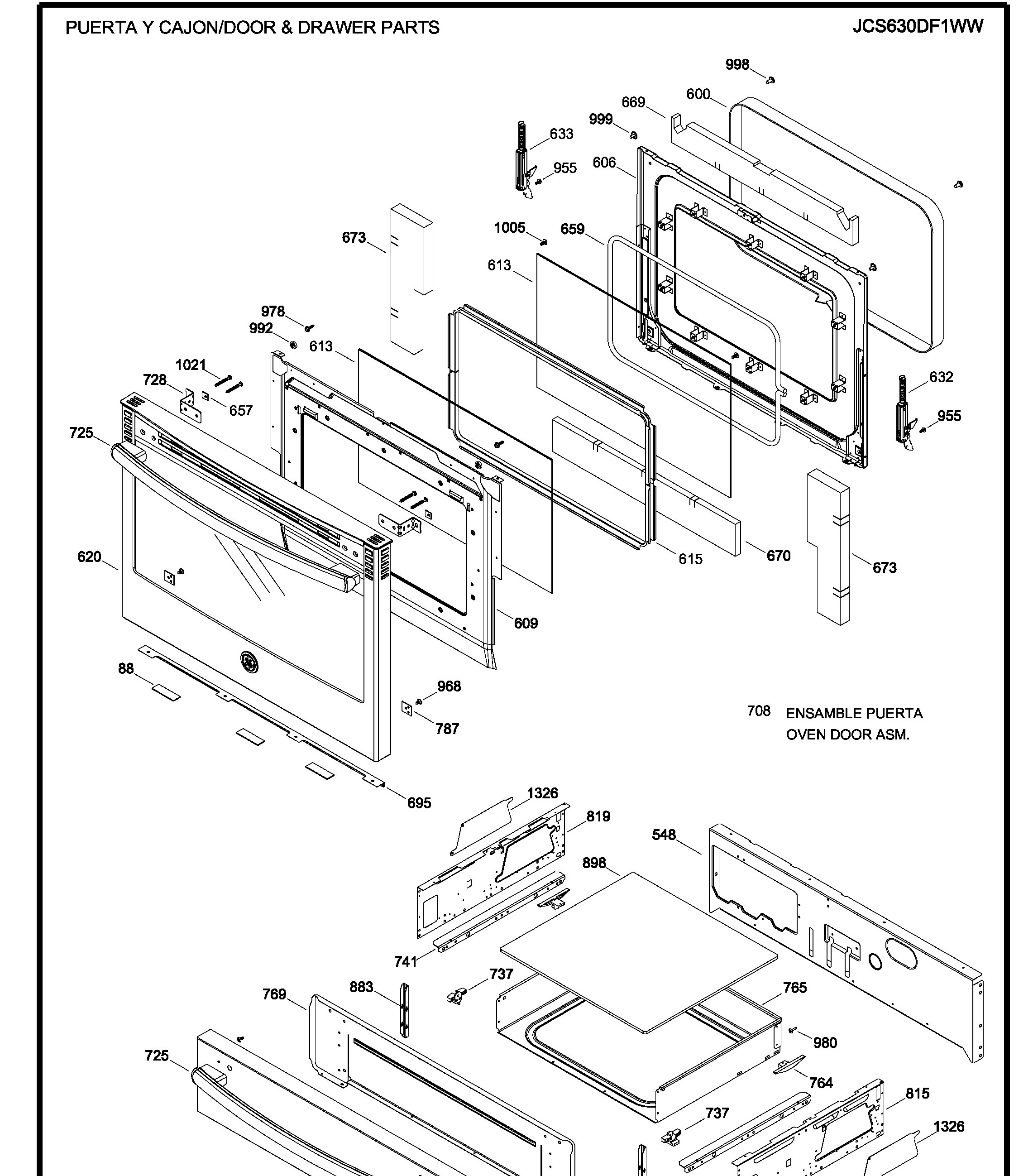 JCS630DF1WW Exploded View 3 appliance exploded-view parts diagram