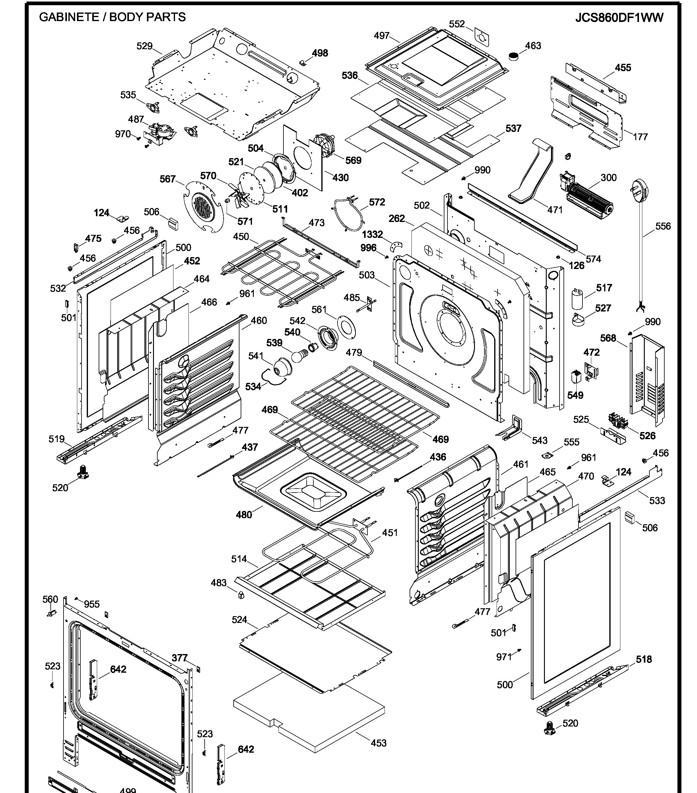 JCS860DF1WW Exploded View 2 appliance exploded-view parts diagram