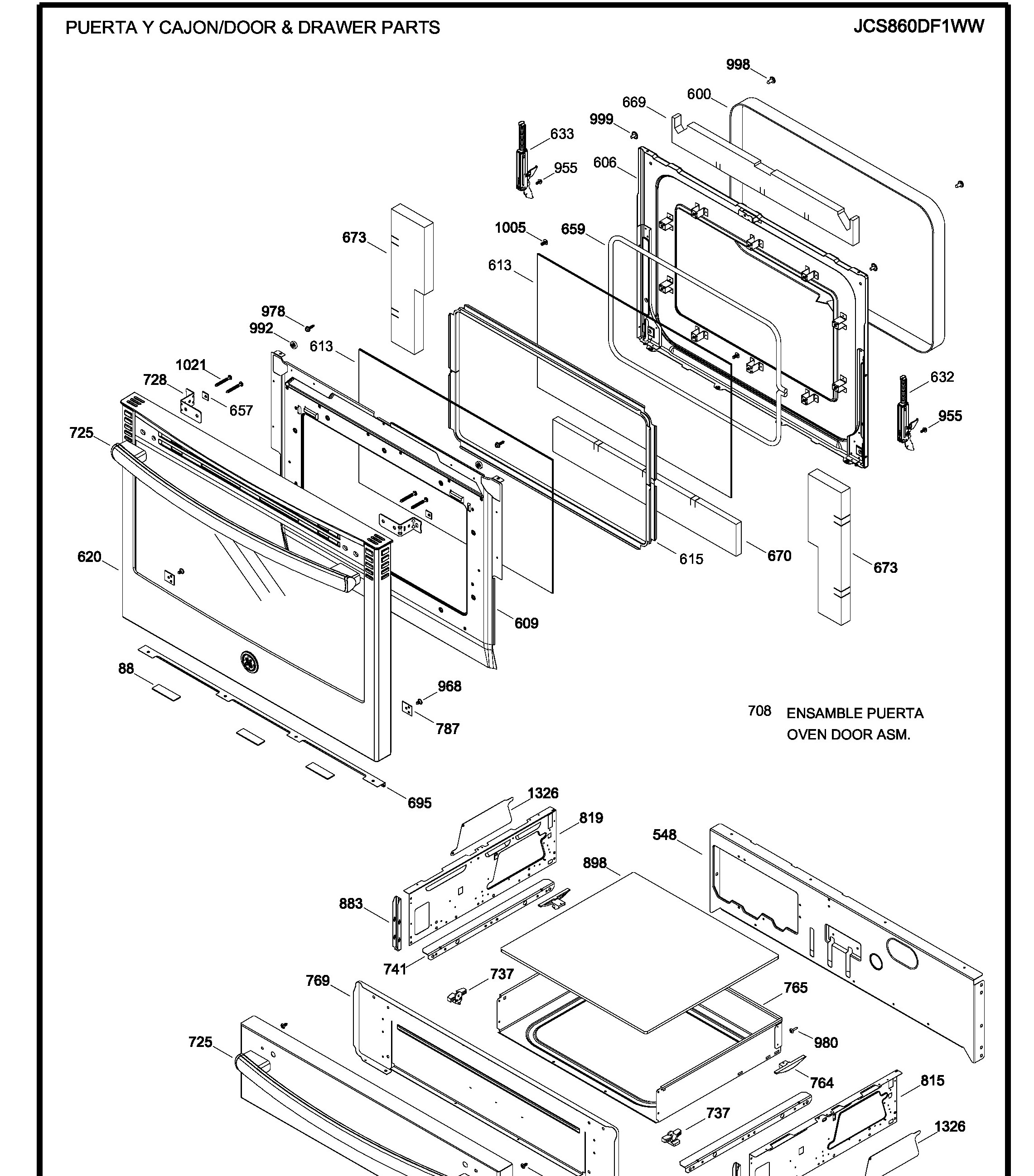 JCS860DF1WW Exploded View 3 appliance exploded-view parts diagram