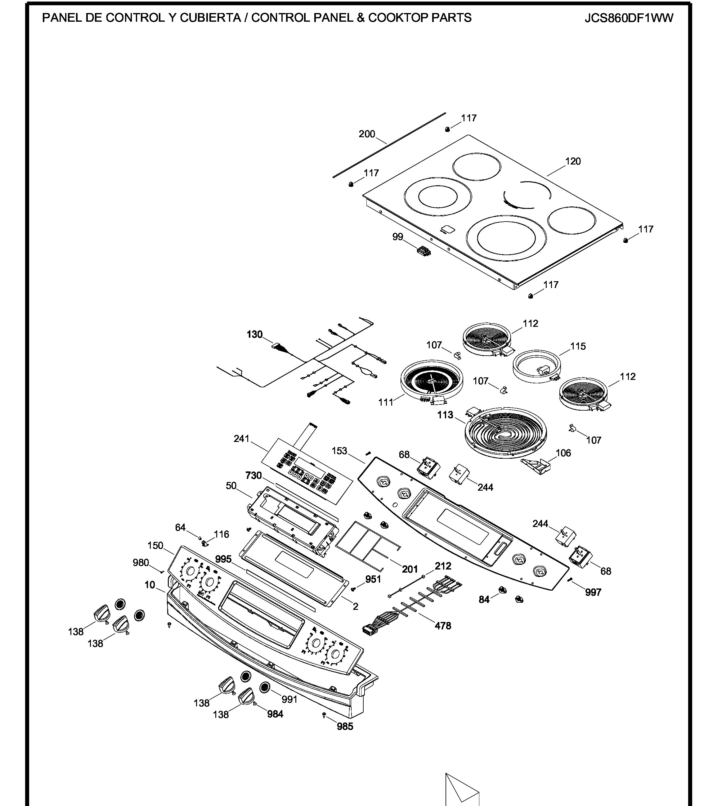 JCS860DF1WW Exploded View 1 appliance exploded-view parts diagram