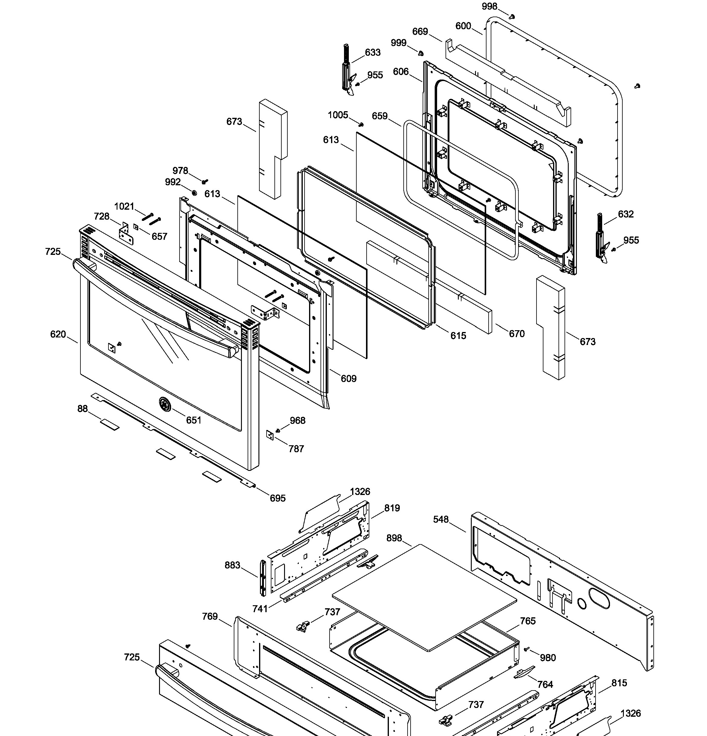 JCS860DF2WW Exploded View 6 appliance exploded-view parts diagram