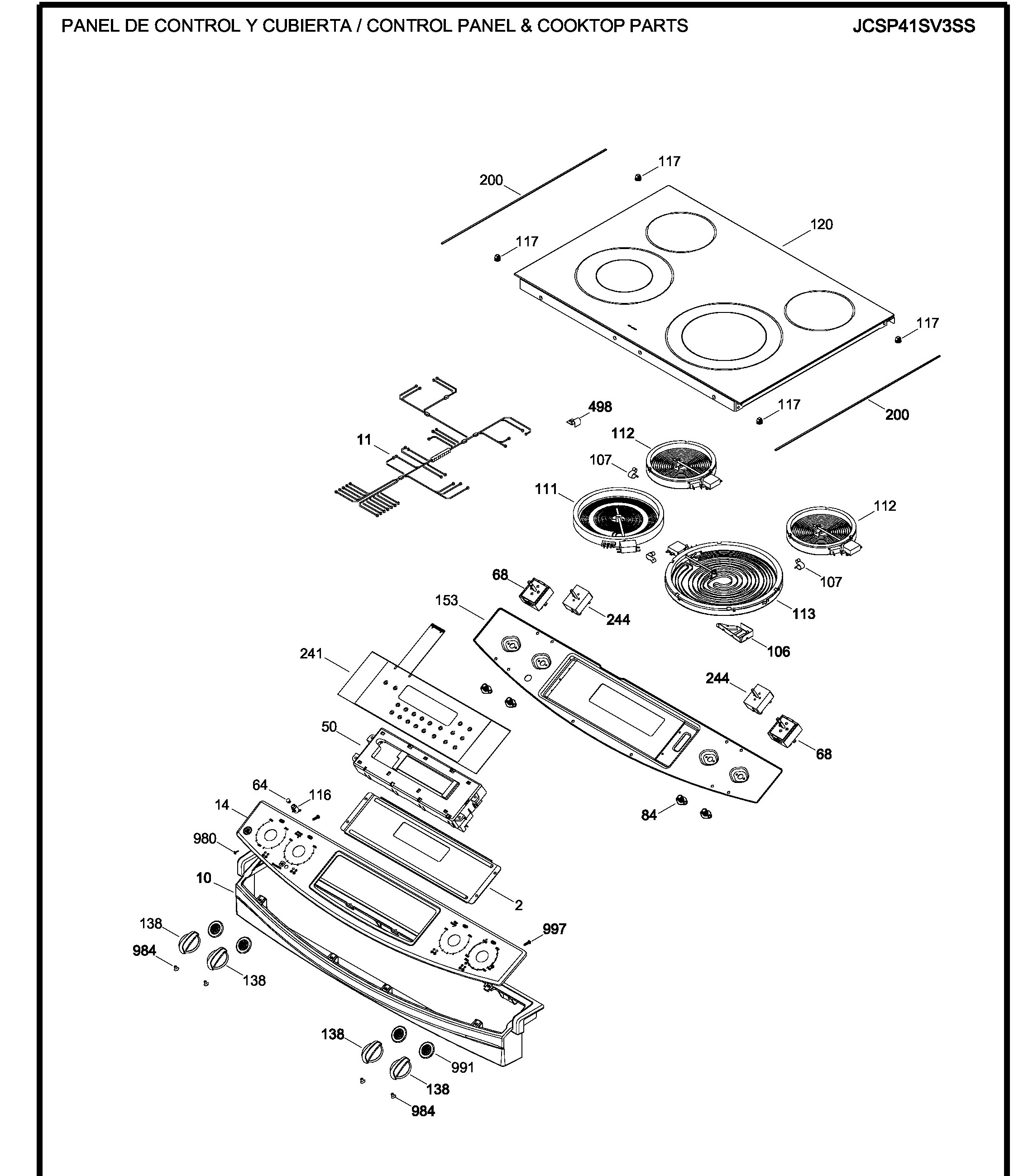 JCSP41SV3SS Exploded View 1 appliance exploded-view parts diagram