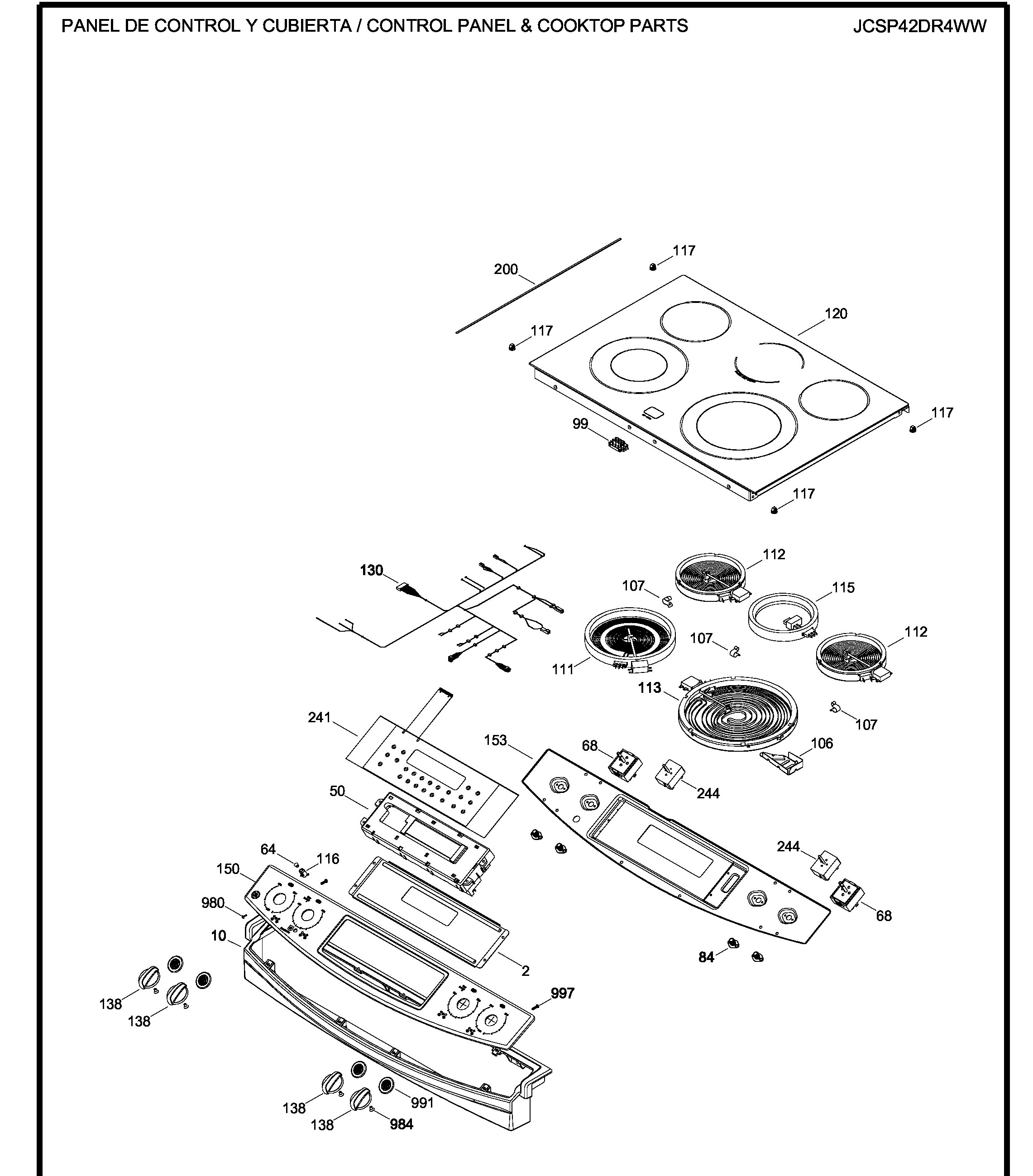 JCSP42DR4WW Exploded View 1 appliance exploded-view parts diagram