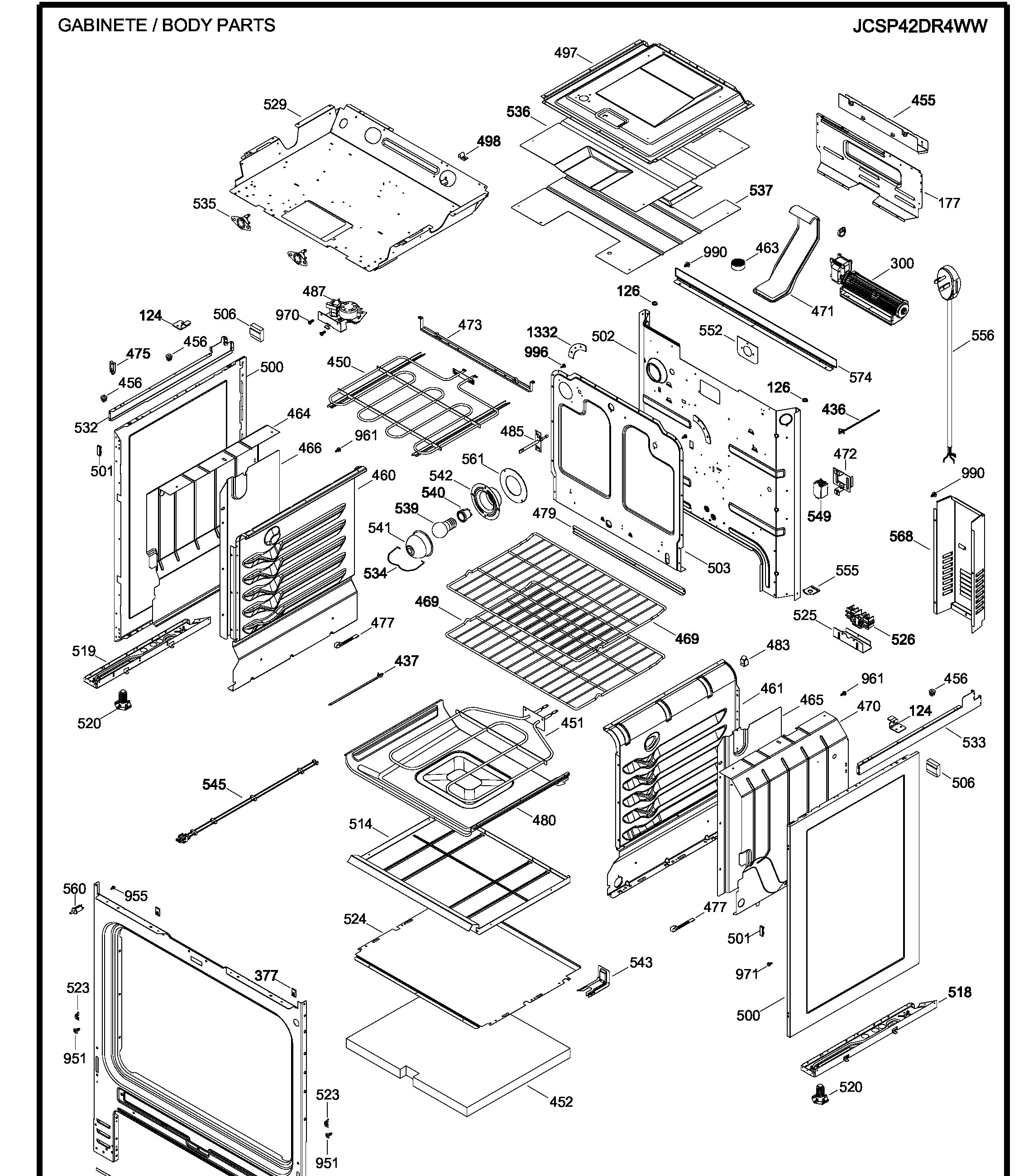 JCSP42DR4WW Exploded View 2 appliance exploded-view parts diagram