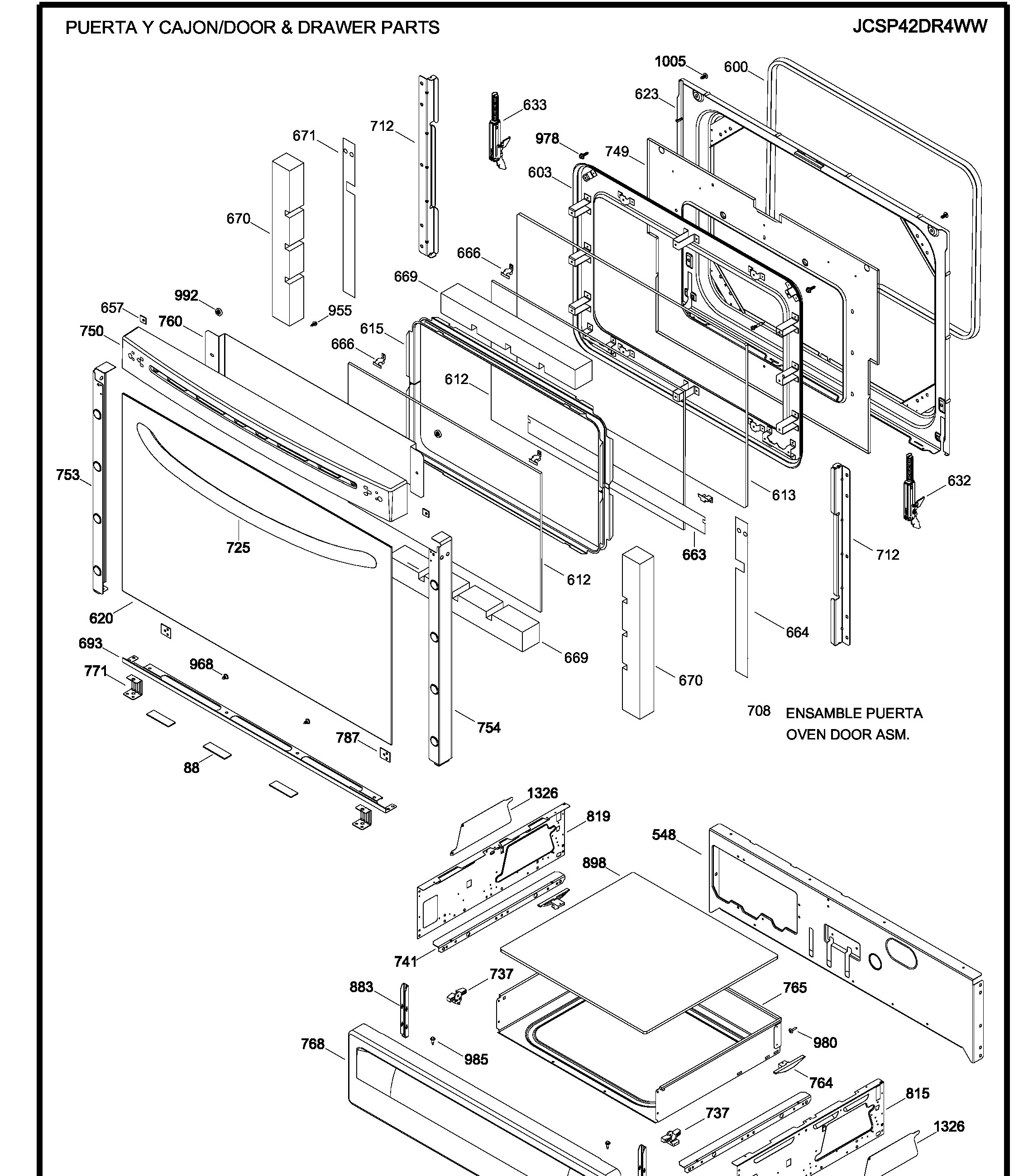JCSP42DR4WW Exploded View 3 appliance exploded-view parts diagram