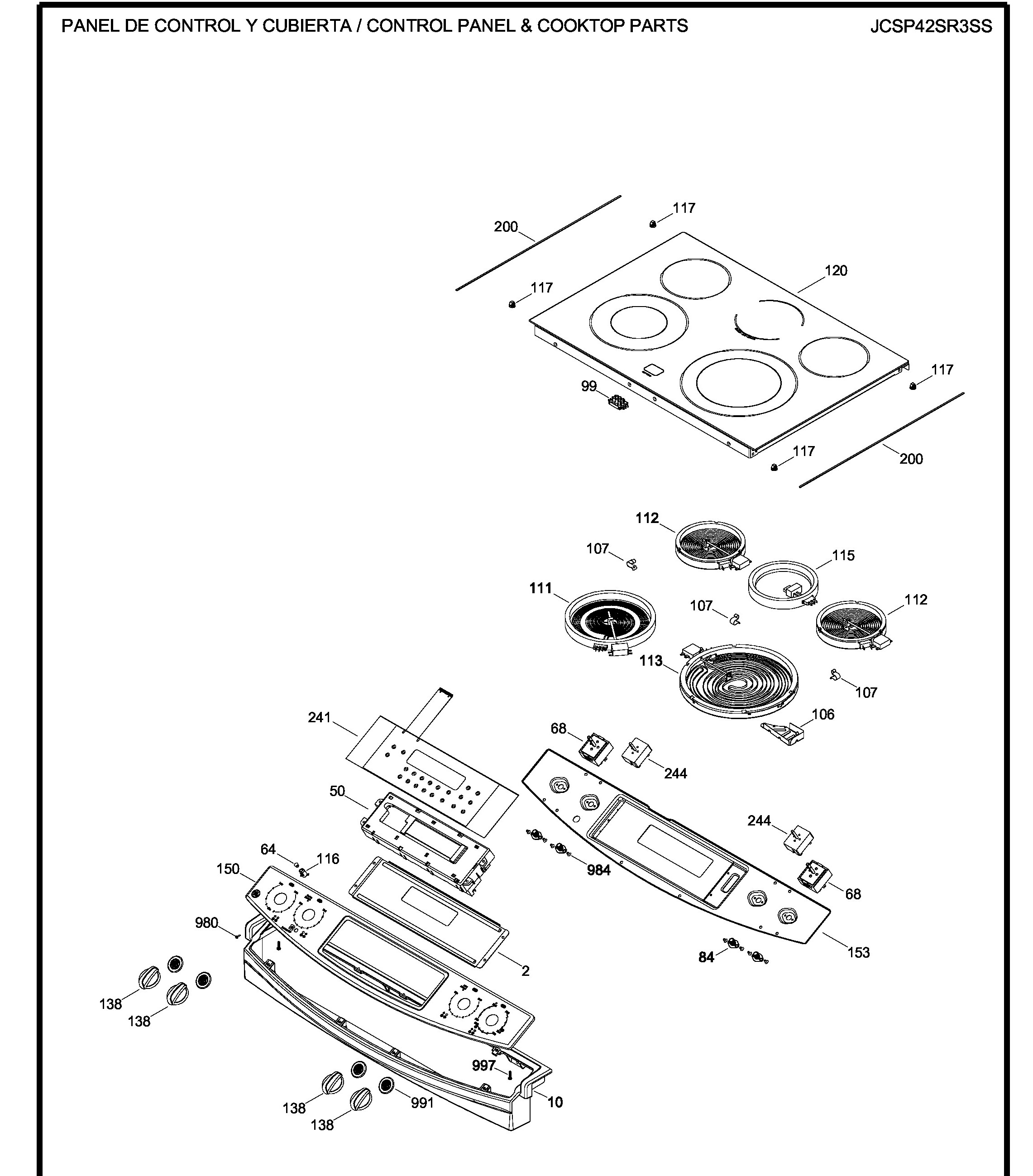 JCSP42SR3SS Exploded View 1 appliance exploded-view parts diagram